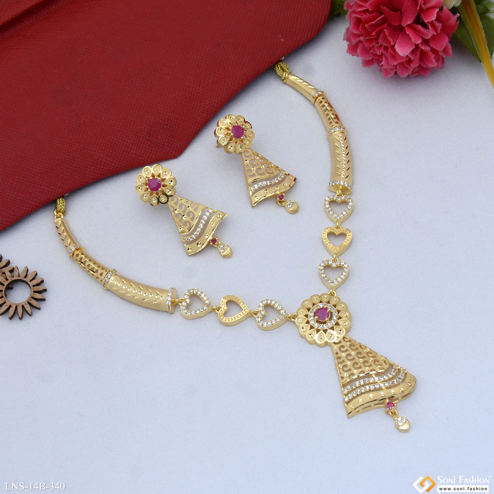 Fashionable Gold Plated Necklace Set for Women - Style B340 - Image 4