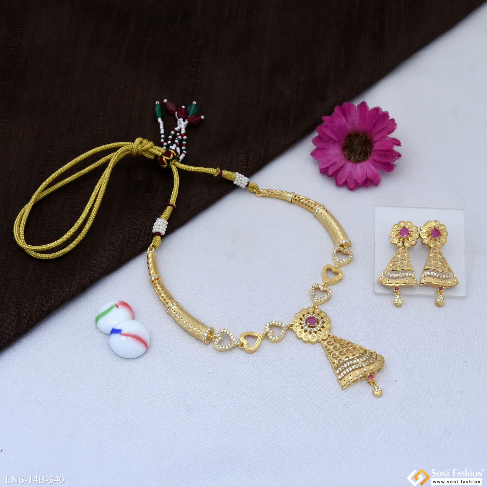 Fashionable Gold Plated Necklace Set for Women - Style B340 - Image 5
