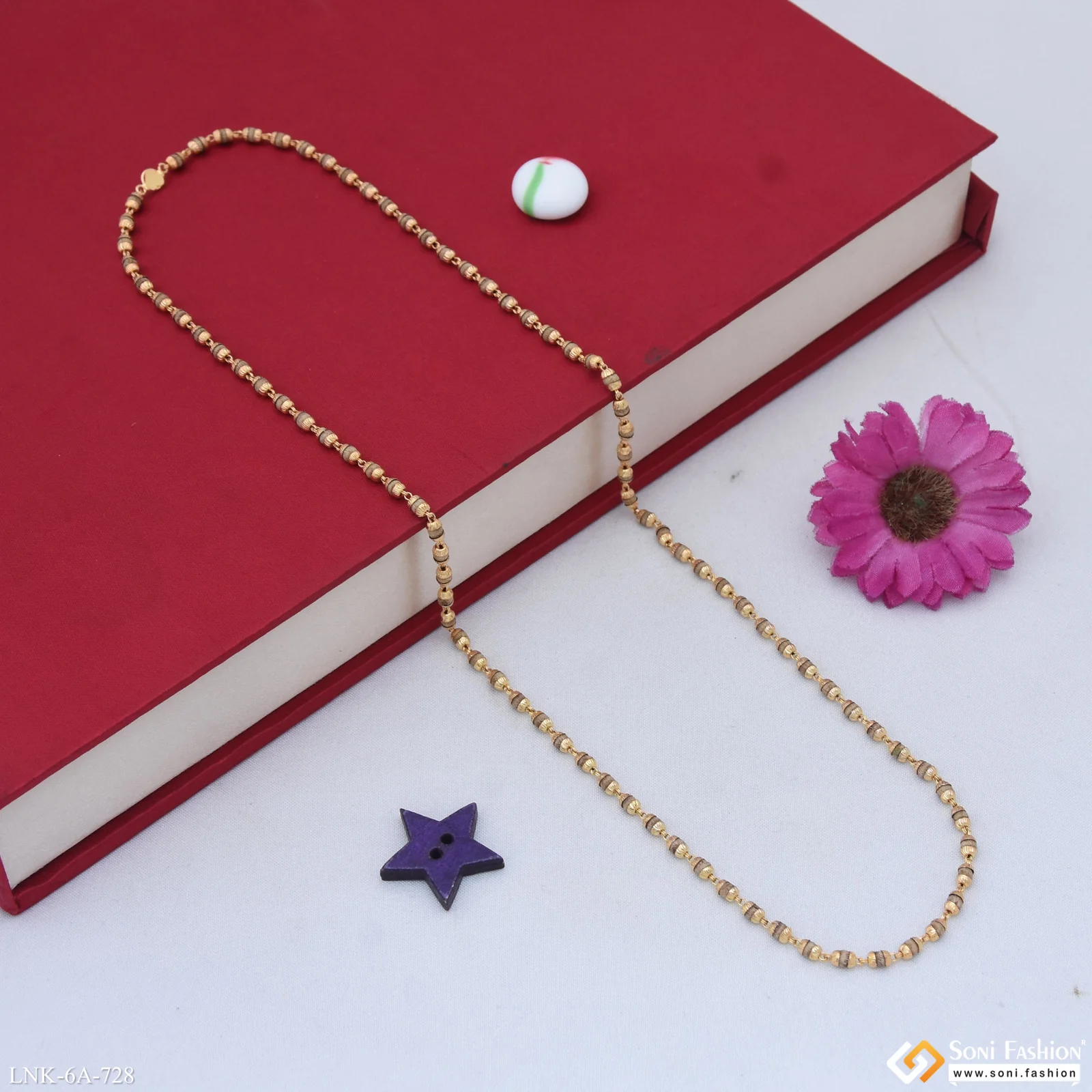 Fashionable Gold Plated Tulsi Mala for Women - Style A728 - Image 4
