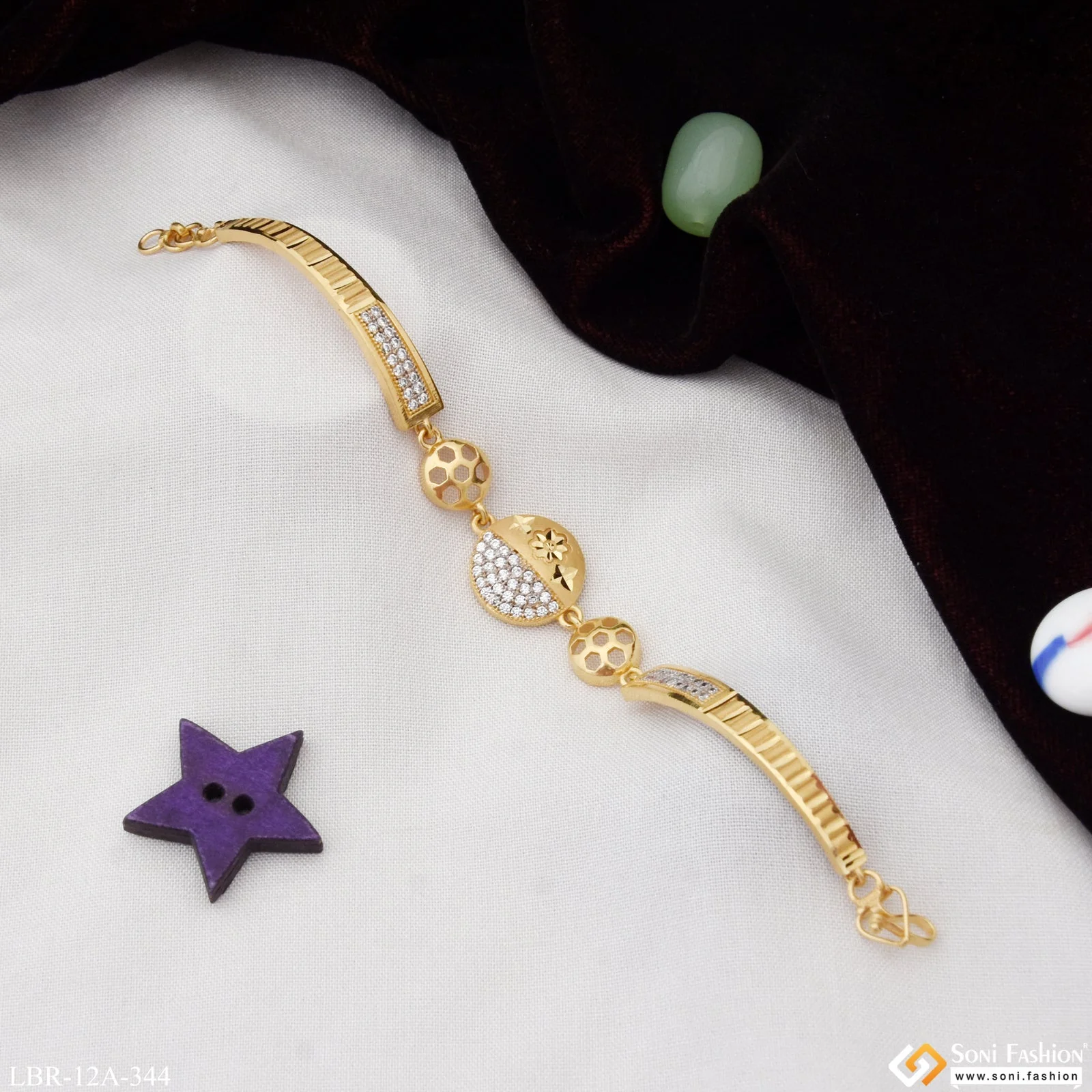 Fashionable with Diamond Chic Design Gold Plated Bracelet for Ladies - Style A344 - Image 2