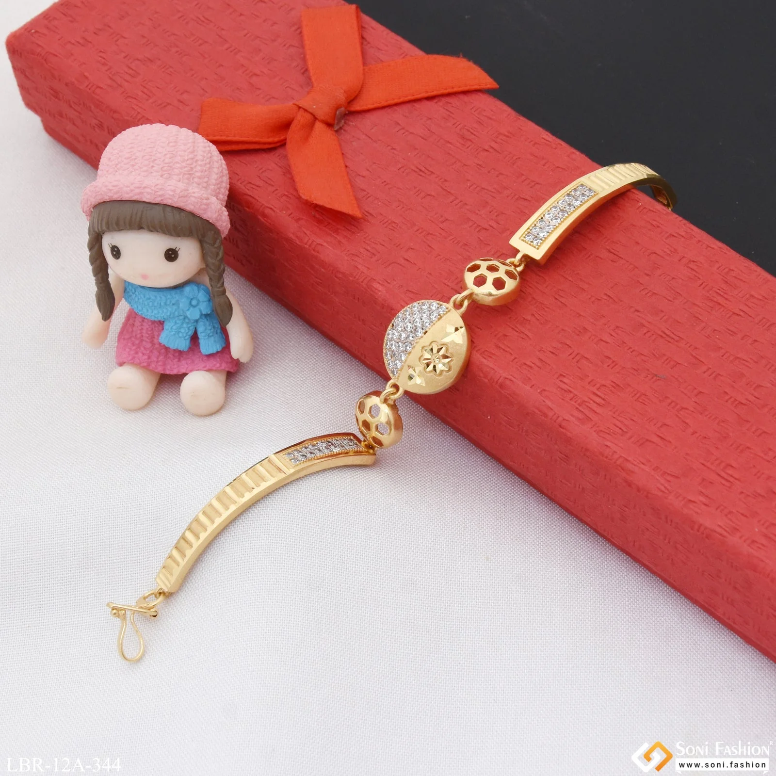 Fashionable with Diamond Chic Design Gold Plated Bracelet for Ladies - Style A344 - Image 4