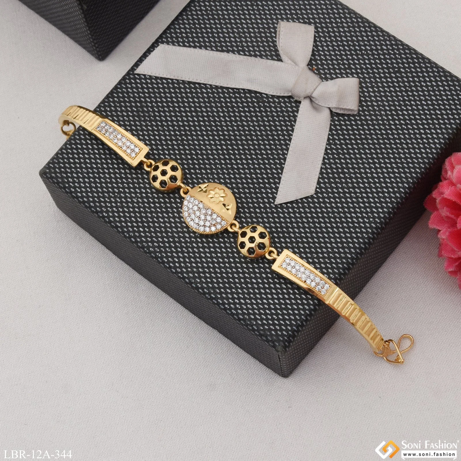Fashionable with Diamond Chic Design Gold Plated Bracelet for Ladies - Style A344 - Image 5