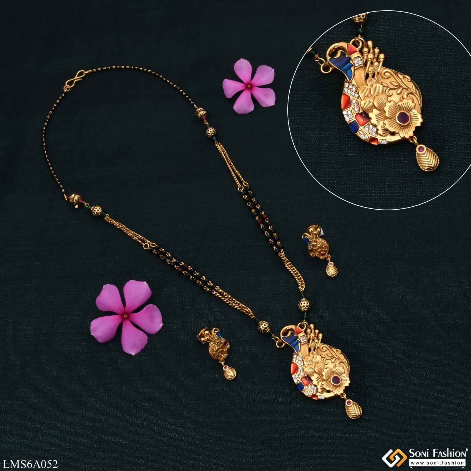 Fashionable With Diamond Gold Plated Mangalsutra Set For Women - Style Lmsa052 - Image 3
