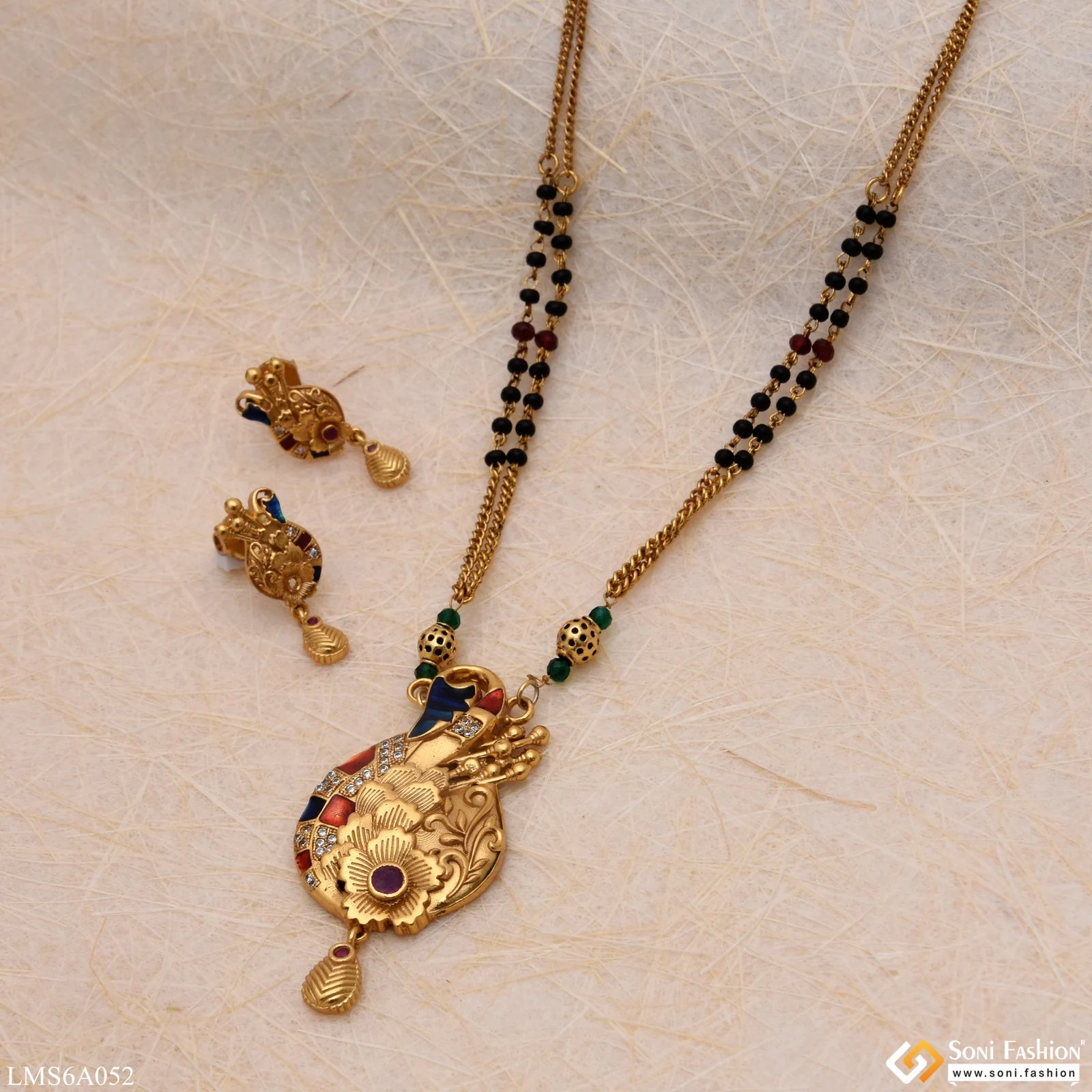 Fashionable With Diamond Gold Plated Mangalsutra Set For Women - Style Lmsa052 - Image 4