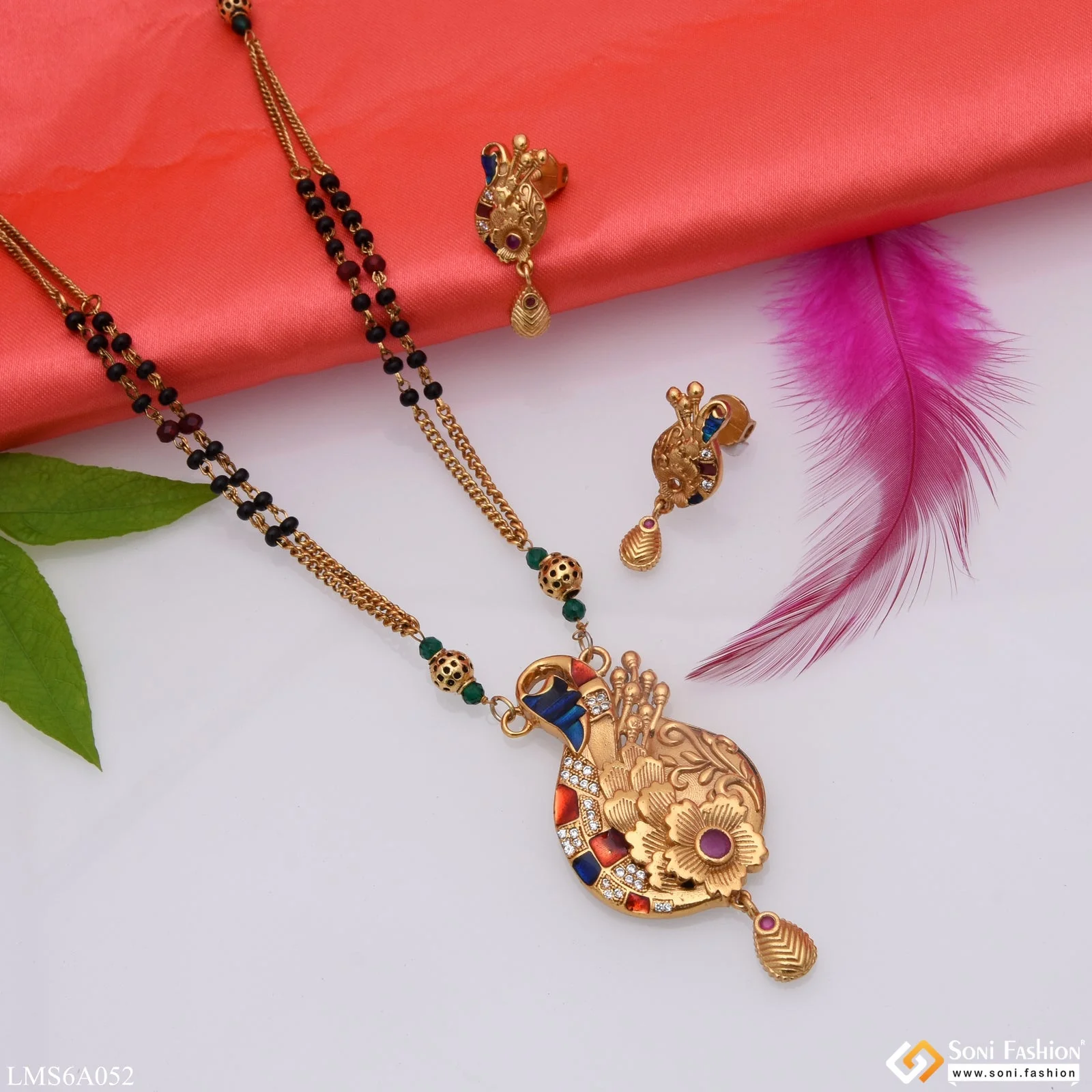 Fashionable With Diamond Gold Plated Mangalsutra Set For Women - Style Lmsa052 - Image 5