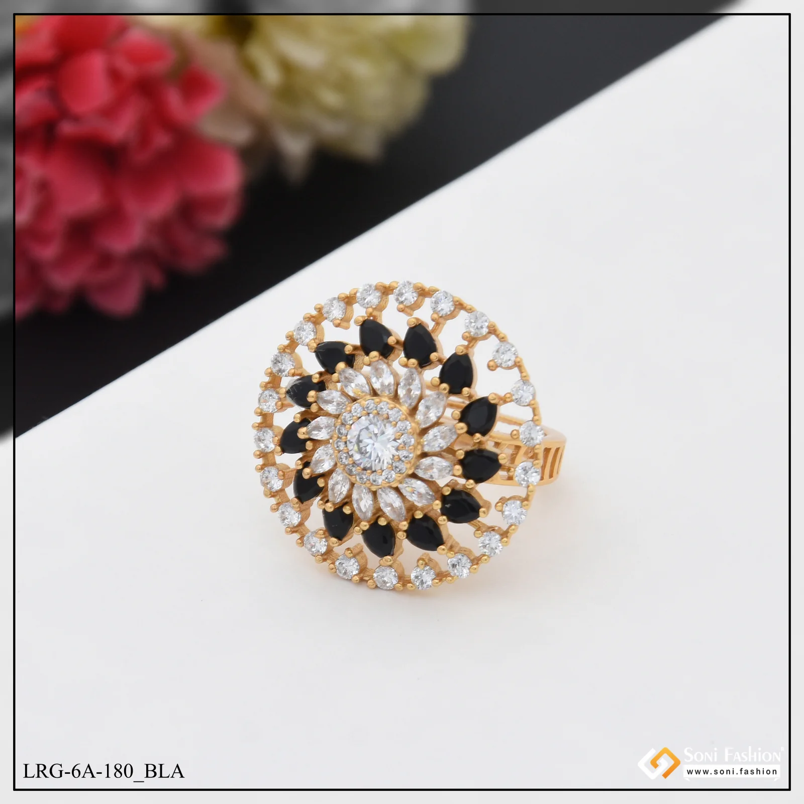 Fashionable with Diamond Gorgeous Design Gold Plated Ring for Ladies - Style LRG-180 - Image 5