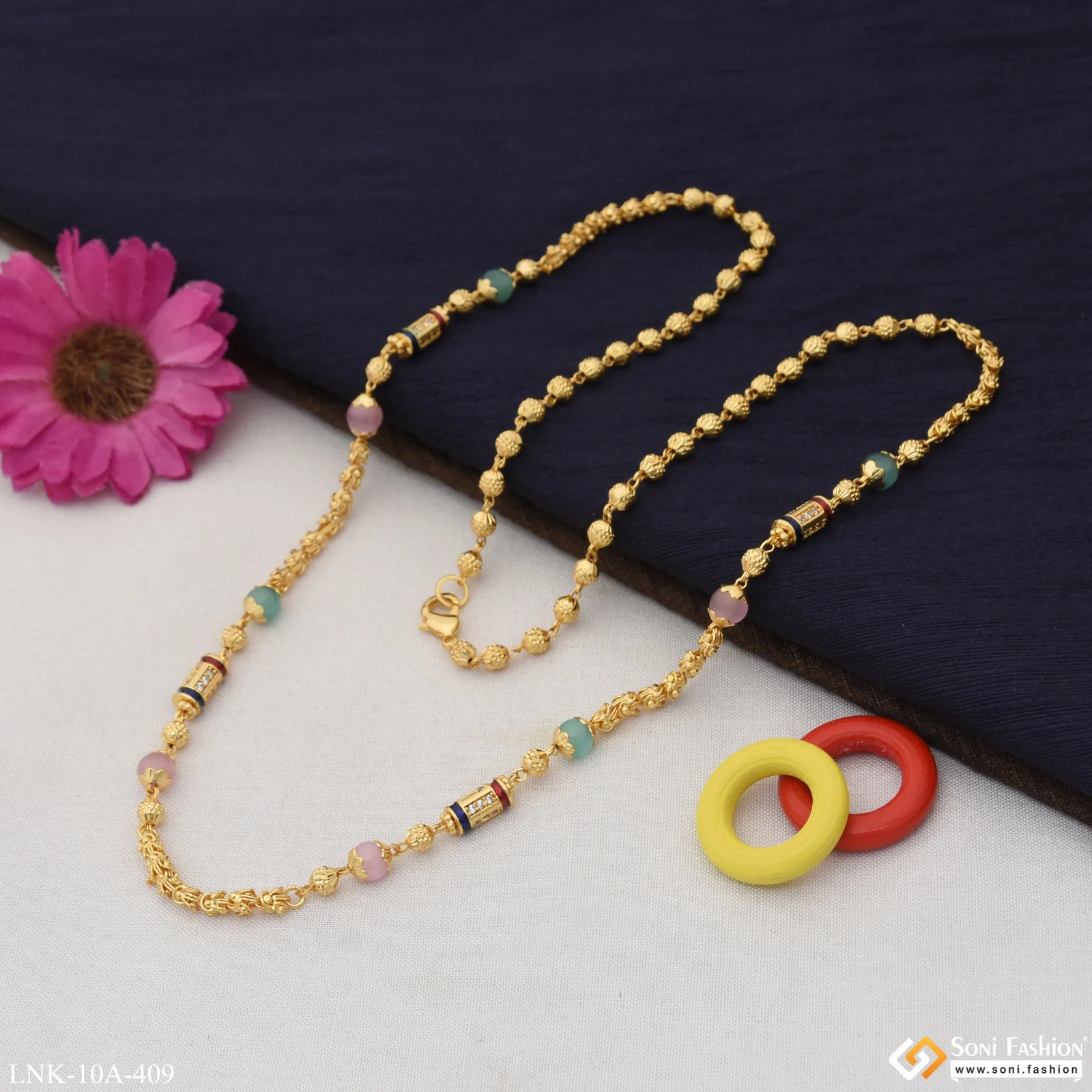 Fashionable with Diamond Lovely Design Gold Plated Mala for Women - Style A409 - Image 6