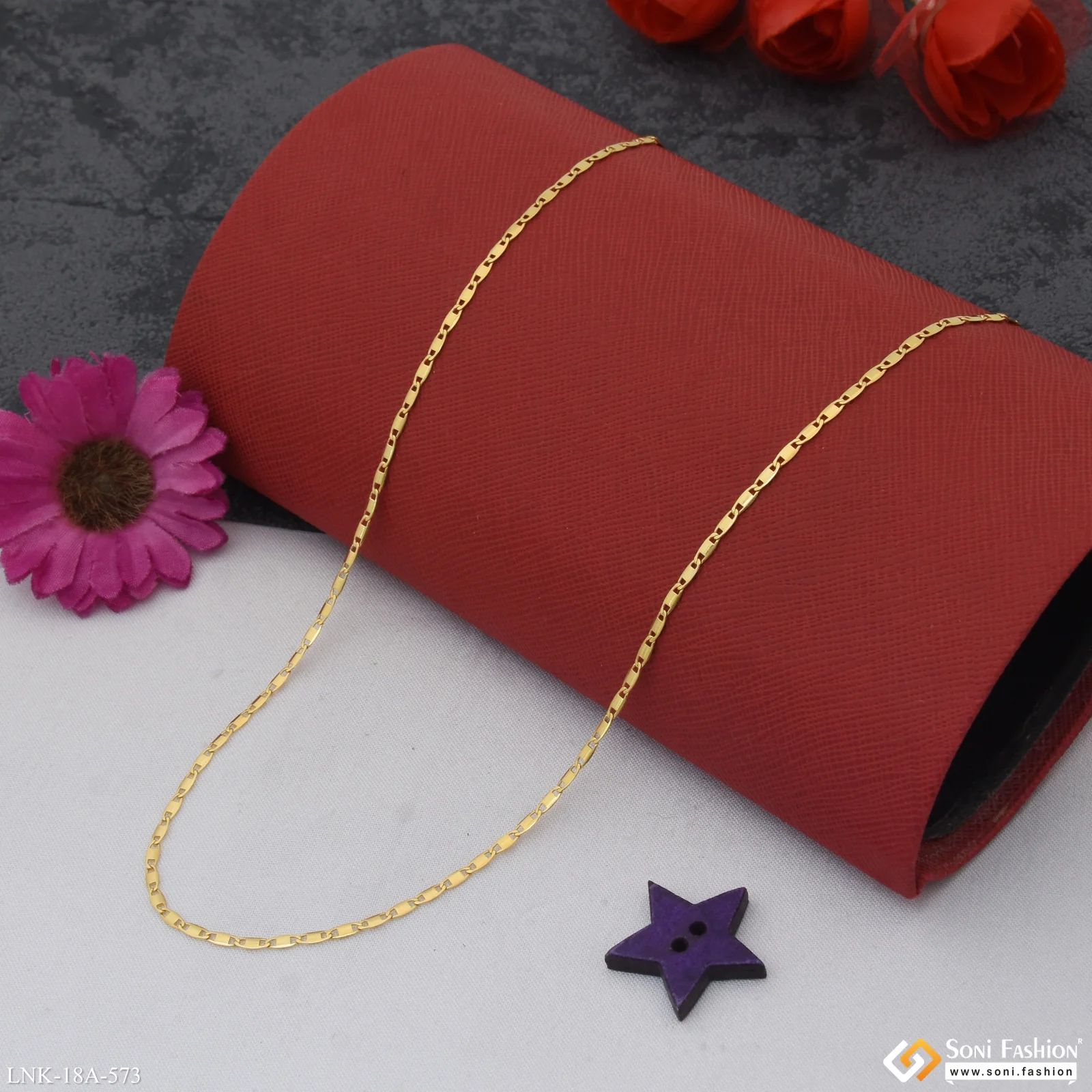 Finely Detailed 18k Gold Plated Chain for Ladies - Style A573 - Image 4