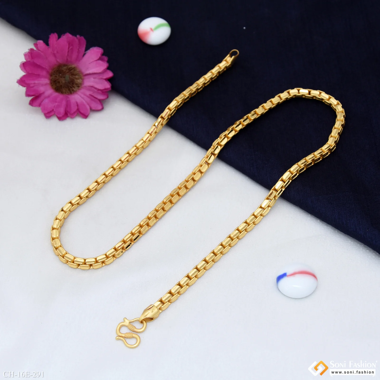 Finely Detailed Design Gold Plated Chain for Men - Style E291 - Image 5