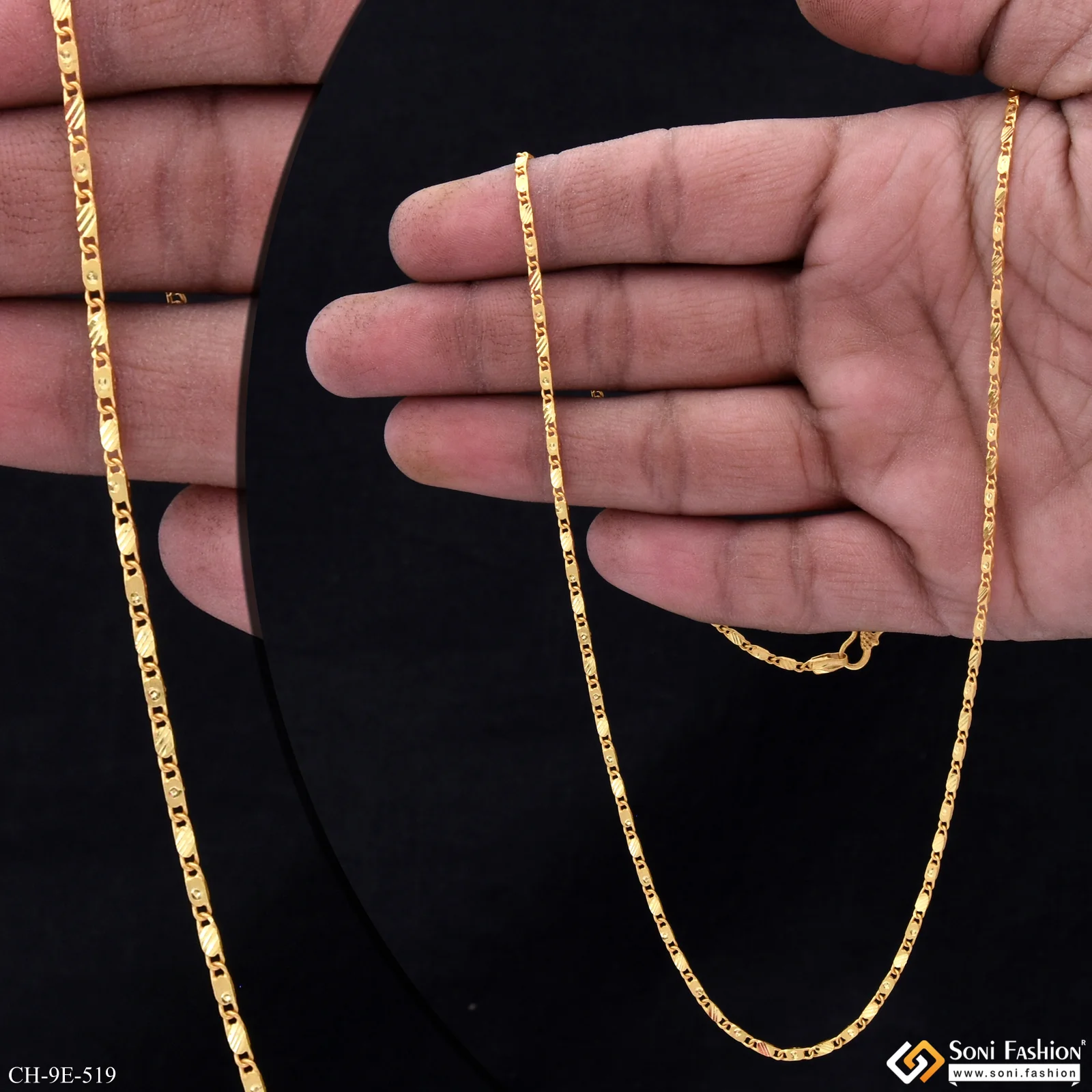 Finely Detailed Design Gold Plated Chain for Men - Style E519 - Image 2