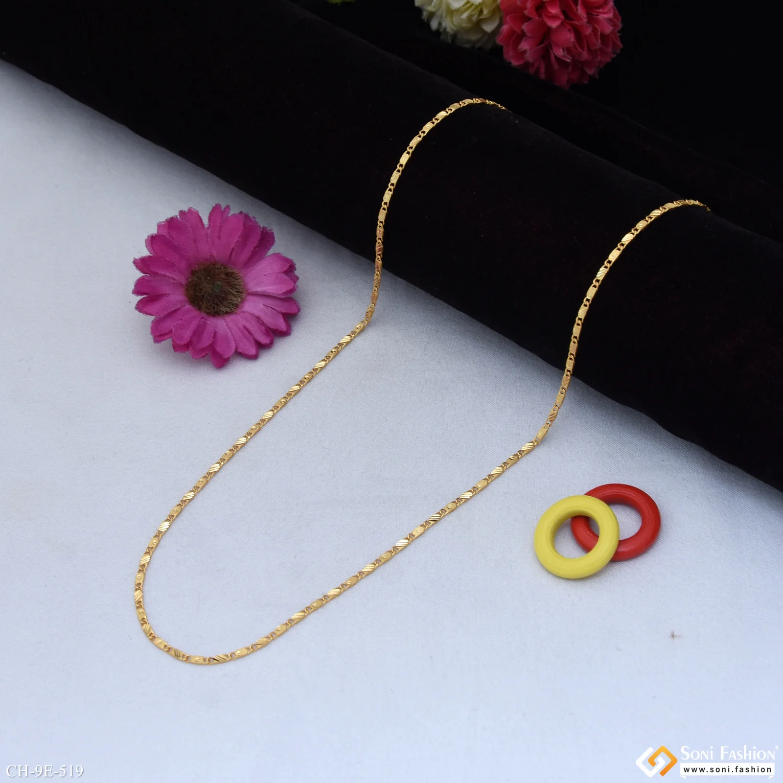 Finely Detailed Design Gold Plated Chain for Men - Style E519 - Image 3