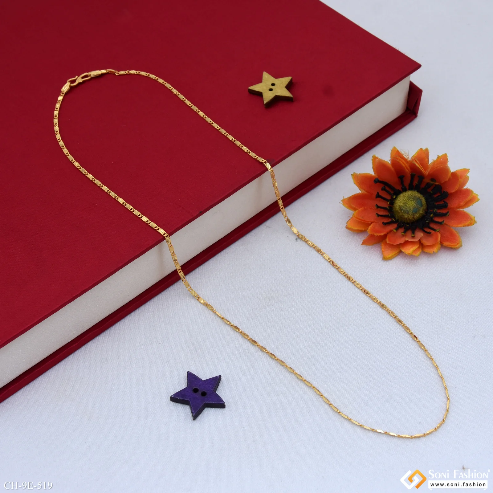 Finely Detailed Design Gold Plated Chain for Men - Style E519 - Image 4