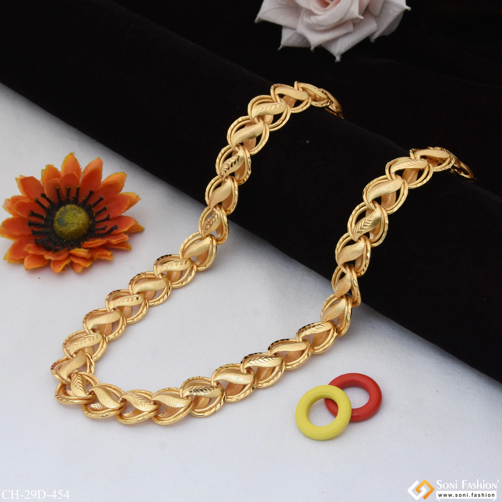 Finely Detailed Design Gold Plated Kohli Chain for Men - Style D454 - Image 4