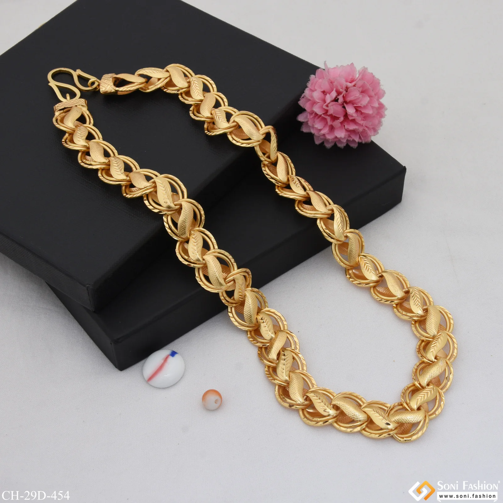 Finely Detailed Design Gold Plated Kohli Chain for Men - Style D454 - Image 5
