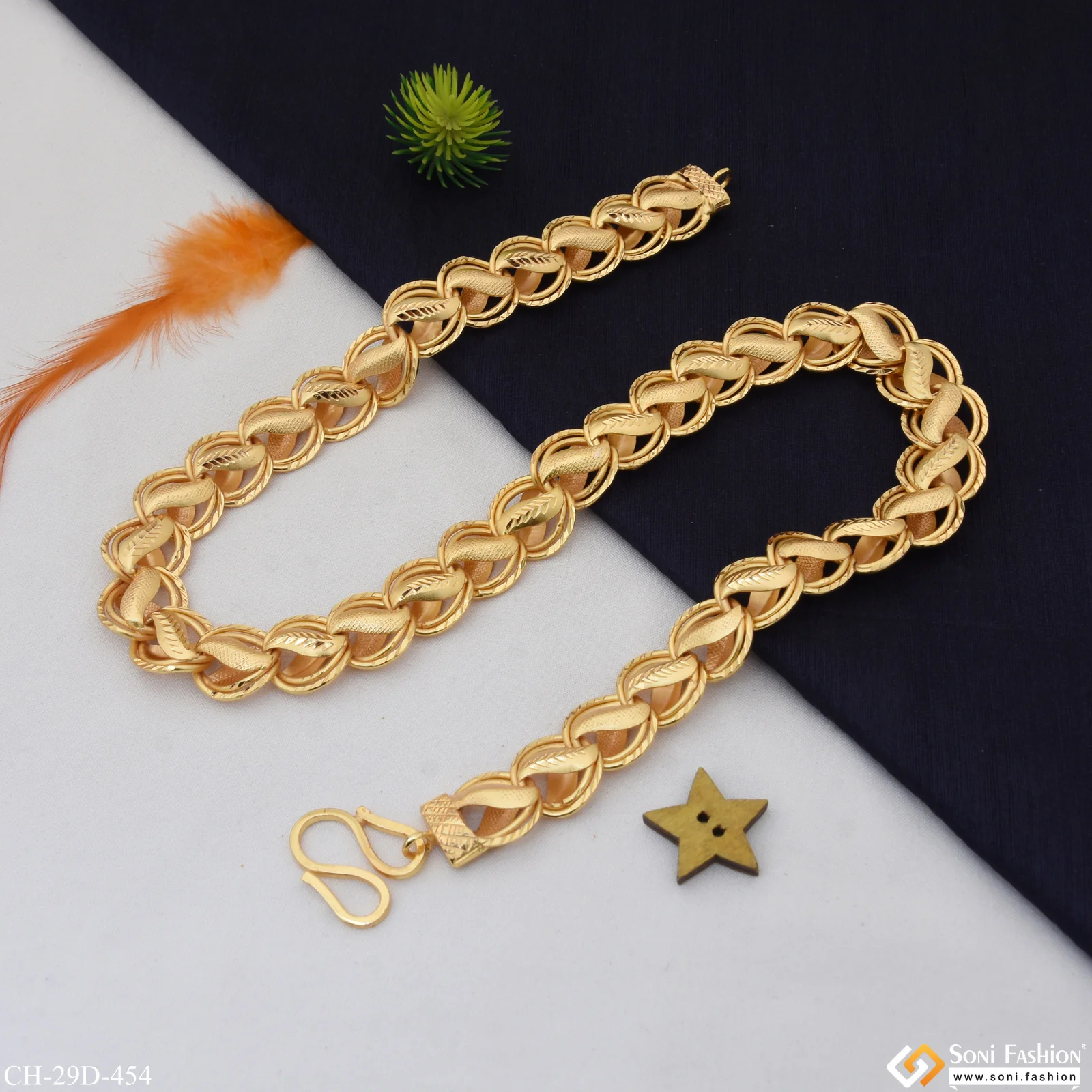 Finely Detailed Design Gold Plated Kohli Chain for Men - Style D454 - Image 6