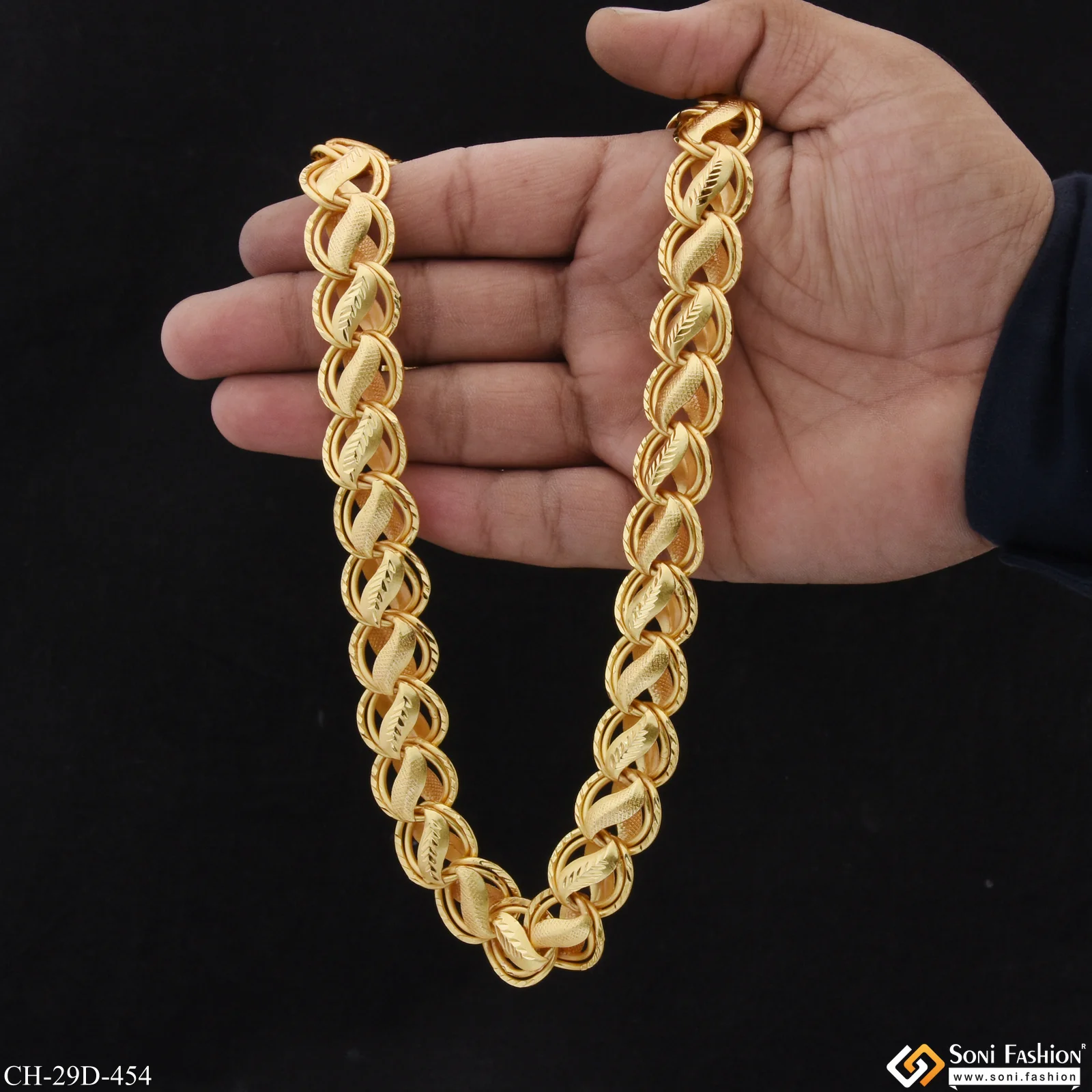 Finely Detailed Design Gold Plated Kohli Chain for Men - Style D454 - Image 7