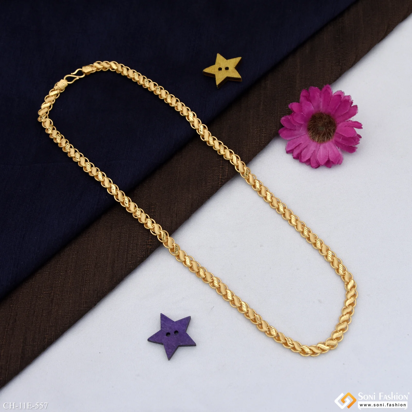 Finely Detailed Design Gold Plated Kohli Chain for Men - Style E557 - Image 4