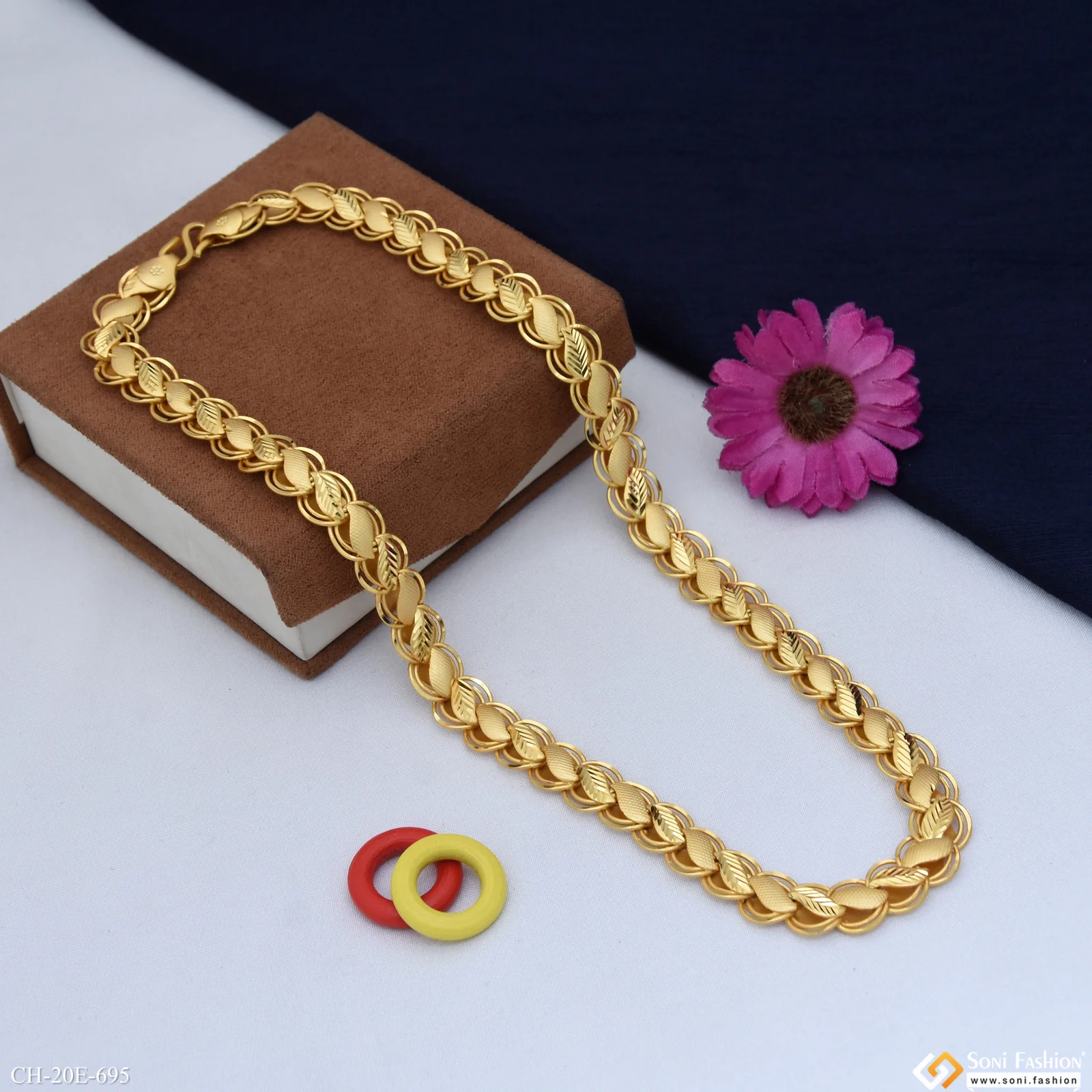 Finely Detailed Design Gold Plated Kohli Chain for Men - Style E695 - Image 4