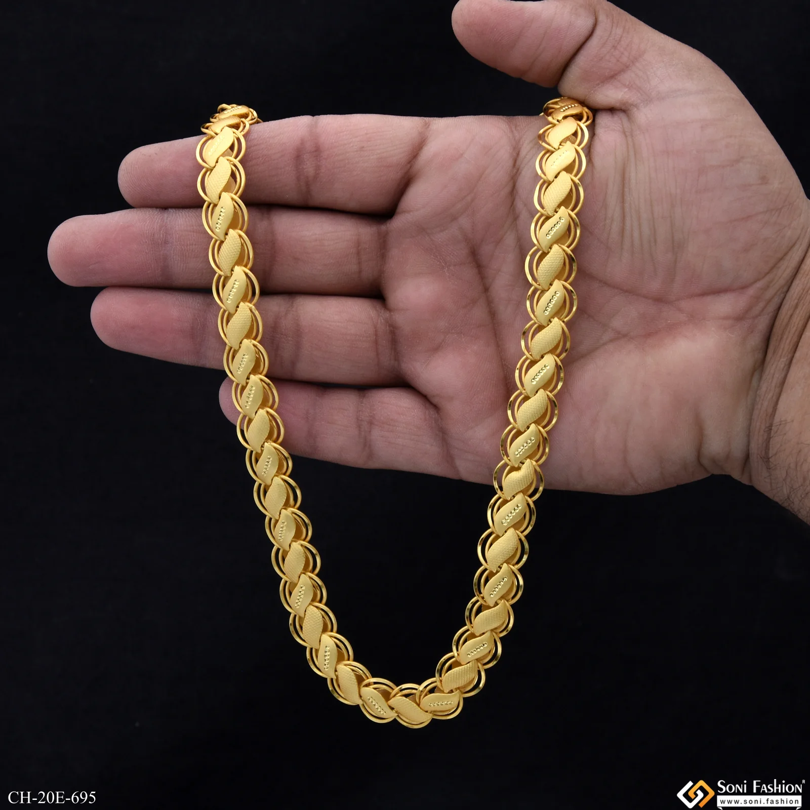 Finely Detailed Design Gold Plated Kohli Chain for Men - Style E695 - Image 6