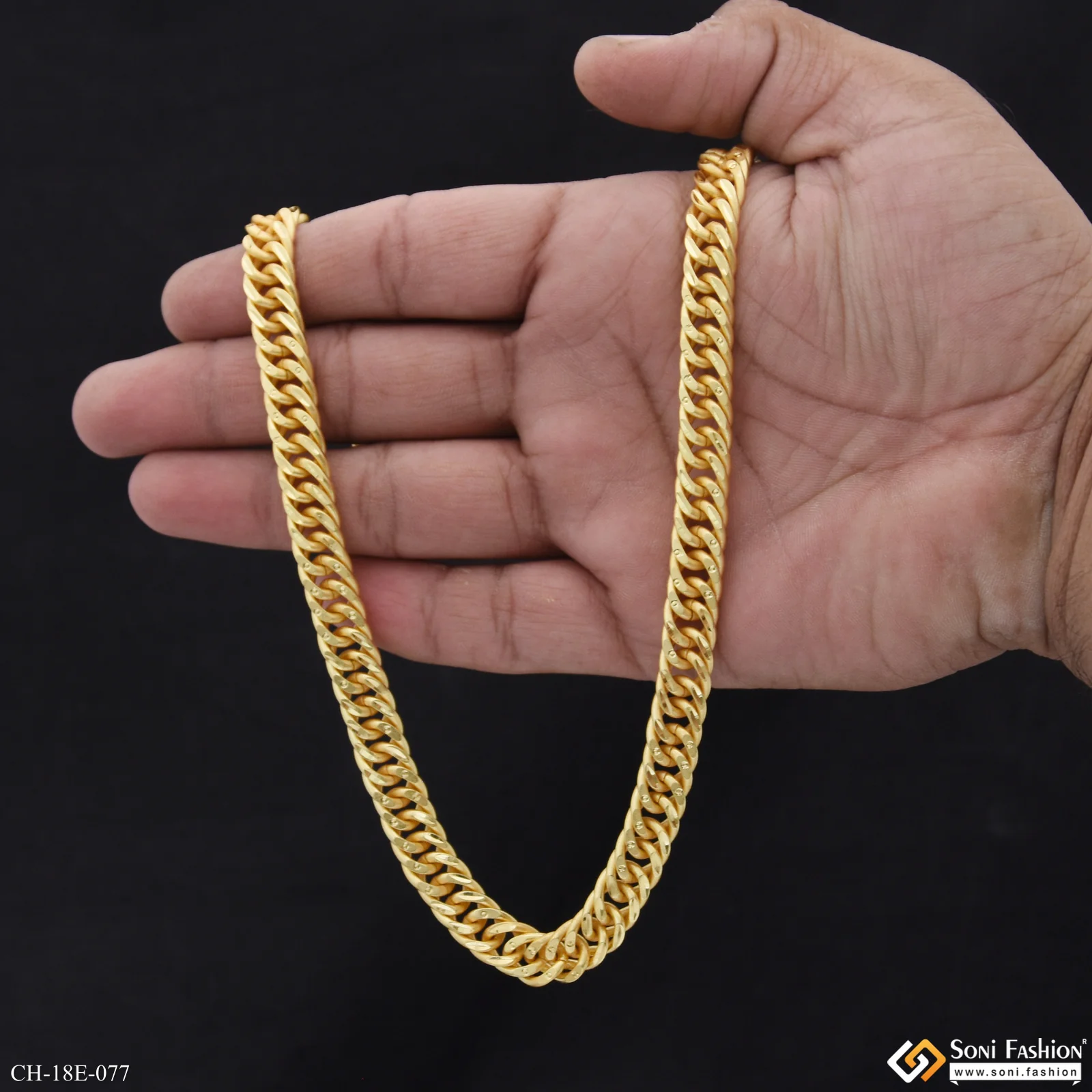 Finely Detailed Design Gold Plated Link Chain for Men - Style E077 - Image 6