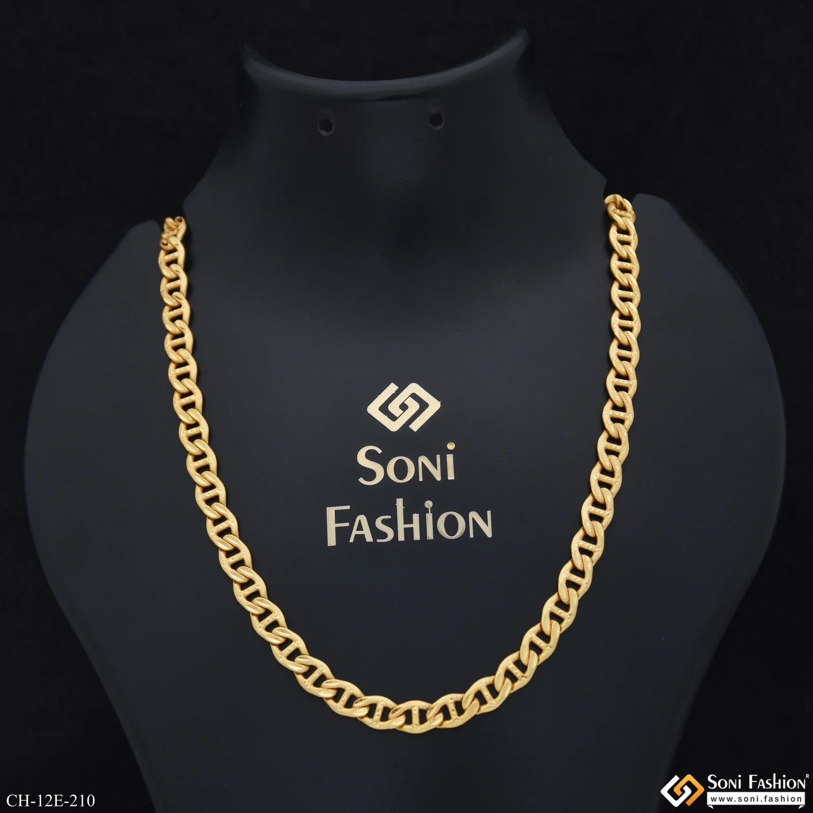 Finely Detailed Design Gold Plated Link Chain for Men - Style E210