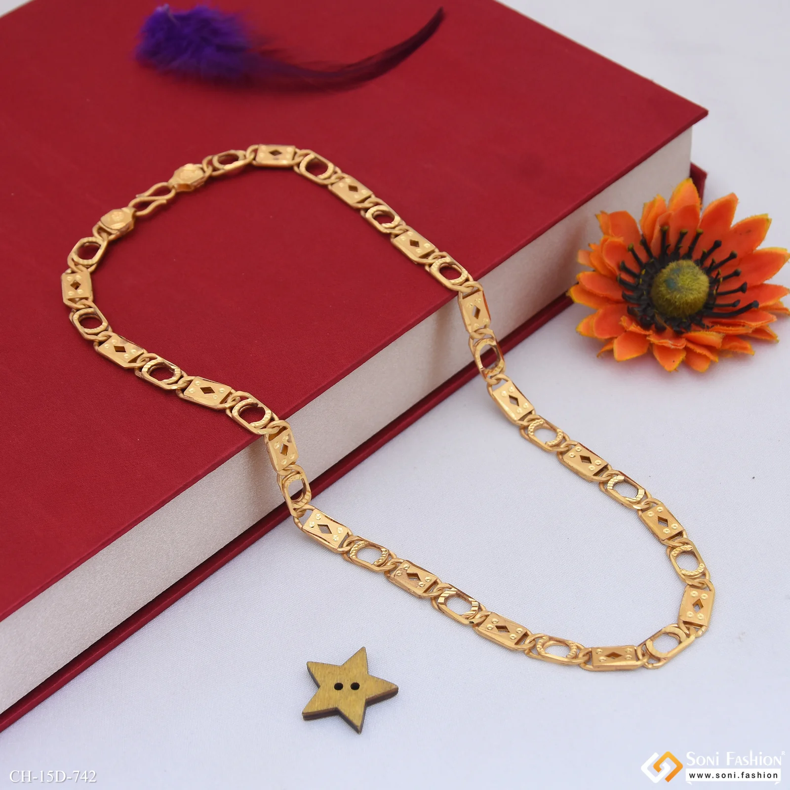 Finely Detailed Design Gold Plated Link Nawabi for Men - Style D742 - Image 4