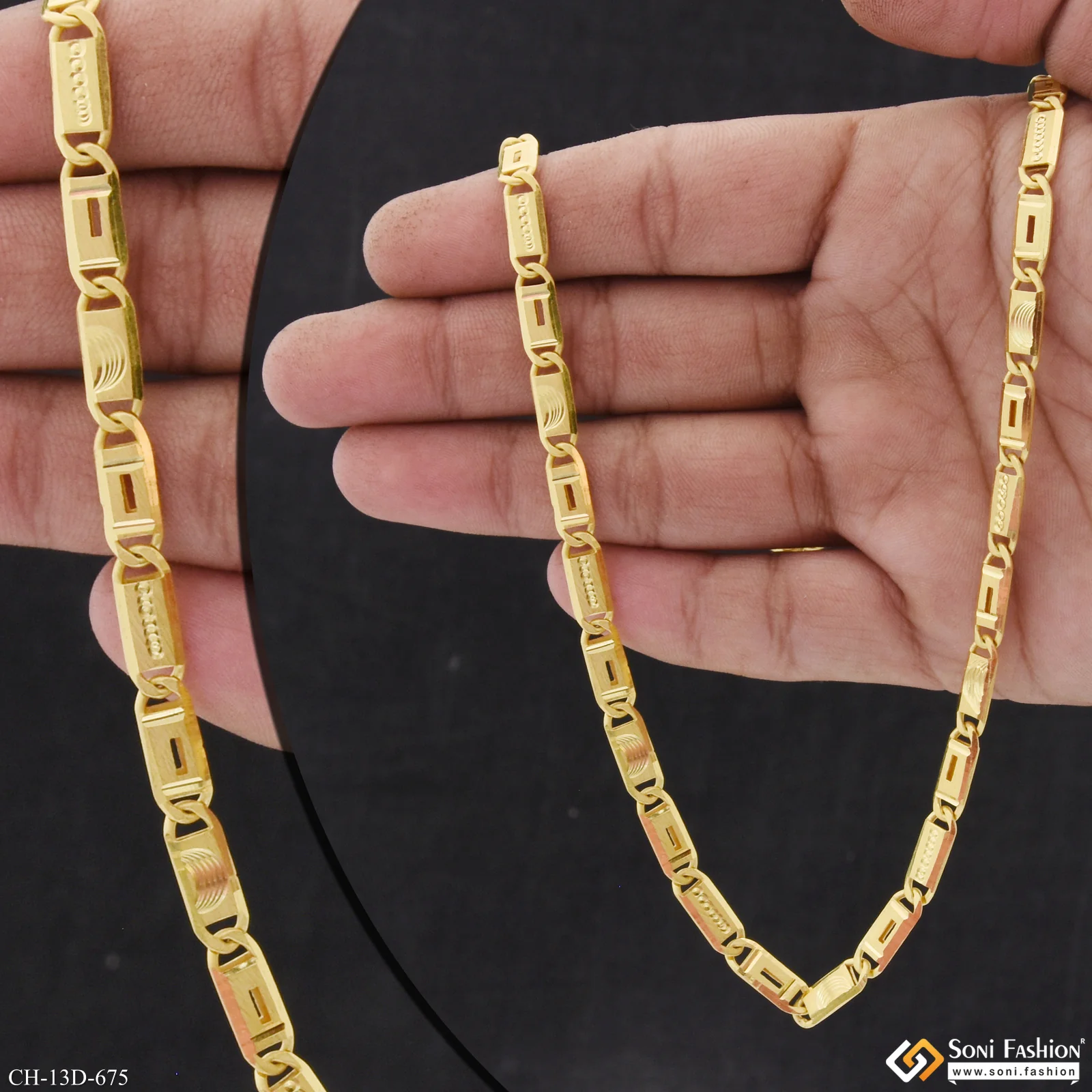 Finely Detailed Design Gold Plated Nawabi Chain for Men - Style D675 - Image 2