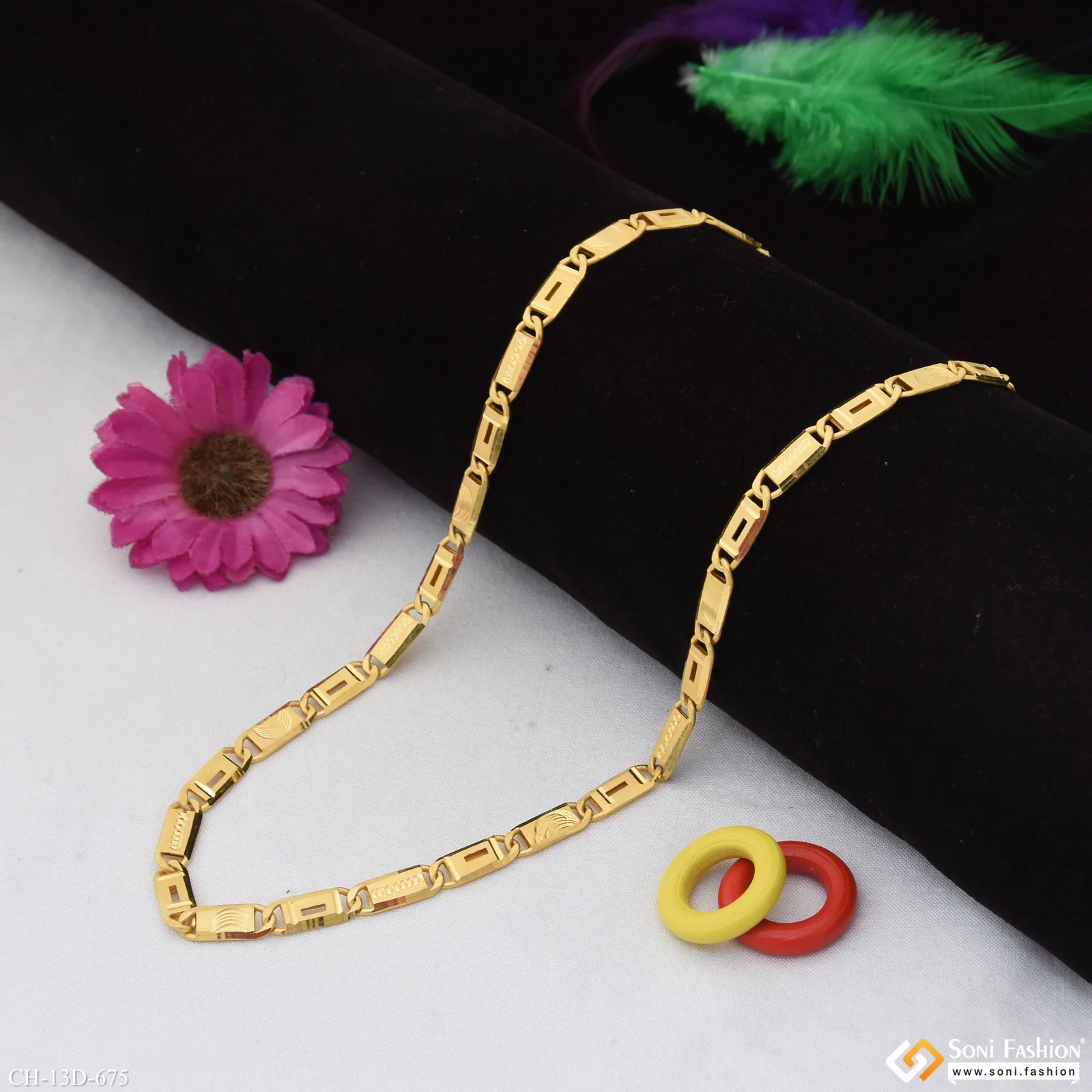 Finely Detailed Design Gold Plated Nawabi Chain for Men - Style D675 - Image 3