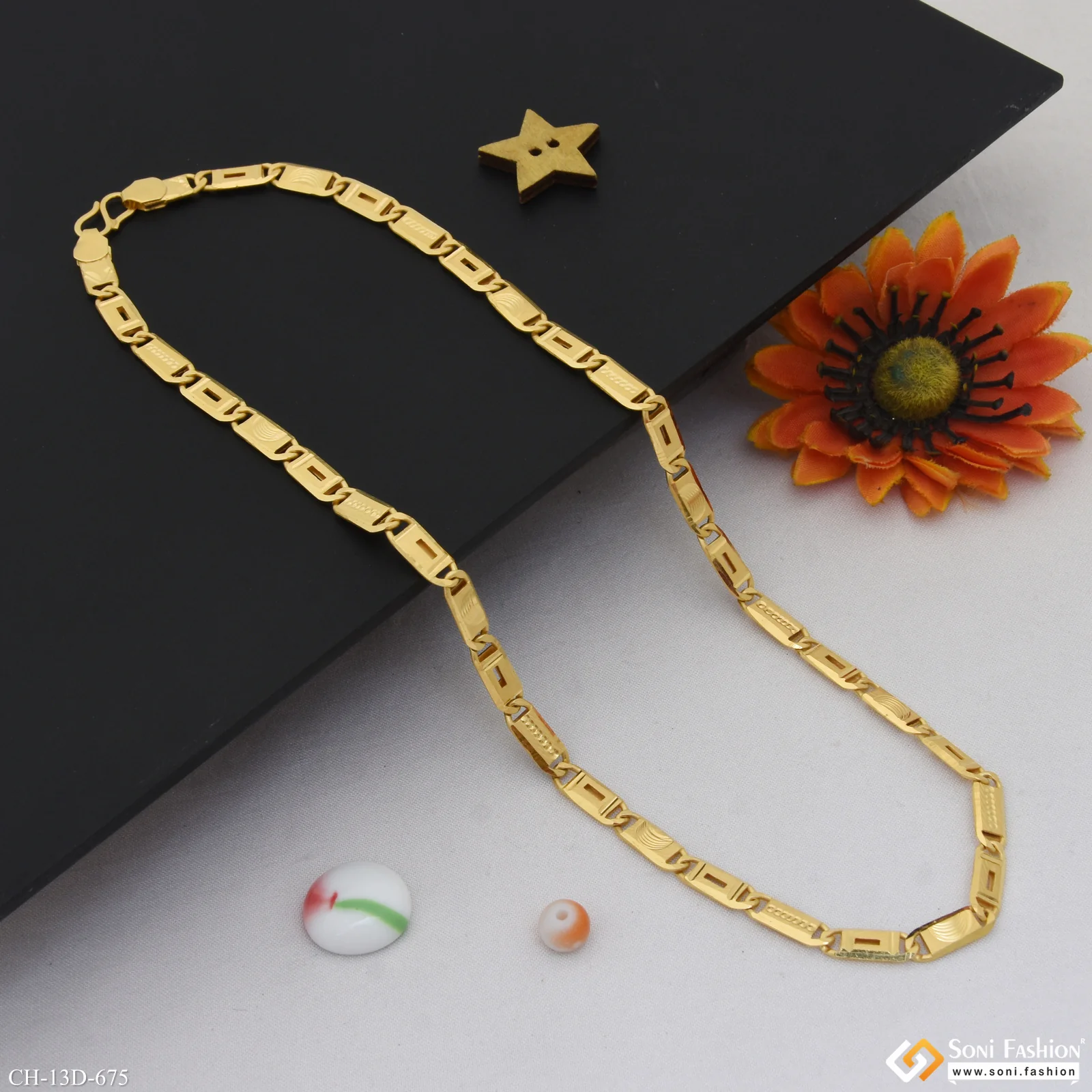 Finely Detailed Design Gold Plated Nawabi Chain for Men - Style D675 - Image 4