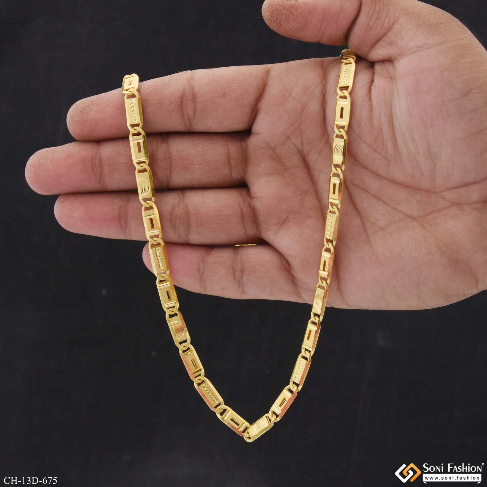 Finely Detailed Design Gold Plated Nawabi Chain for Men - Style D675 - Image 5