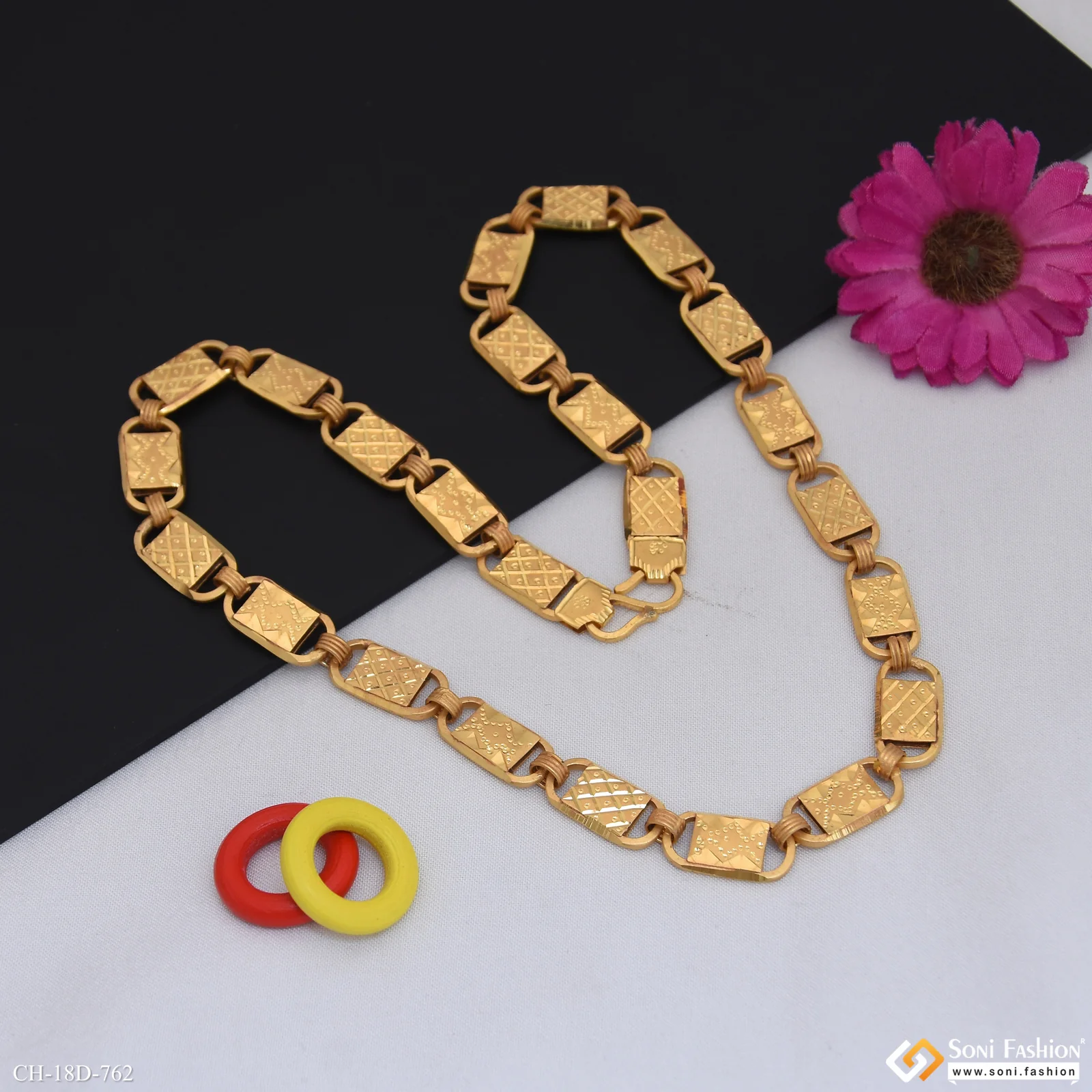 Finely Detailed Design Gold Plated Nawabi Chain for Men - Style D762 - Image 4