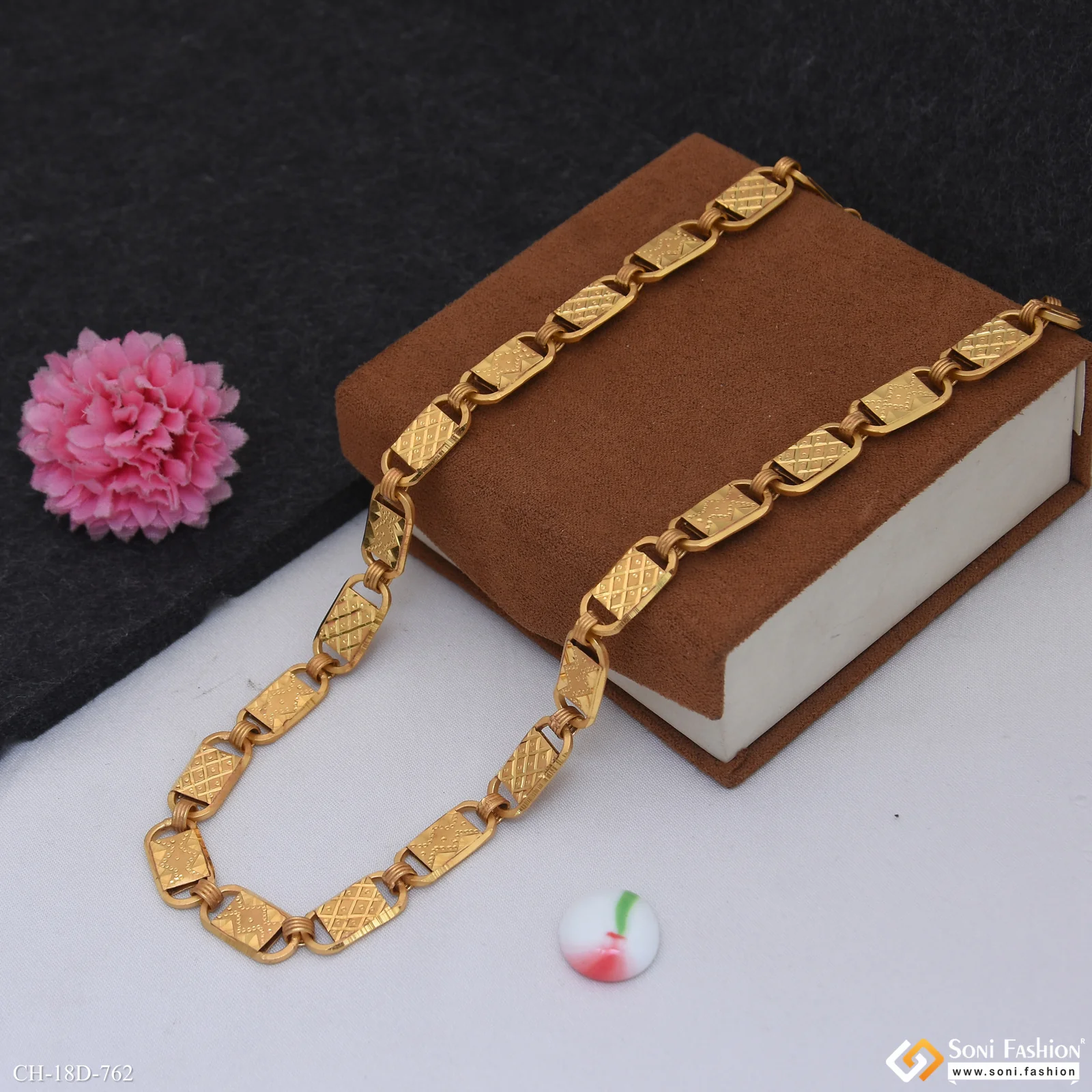 Finely Detailed Design Gold Plated Nawabi Chain for Men - Style D762 - Image 5