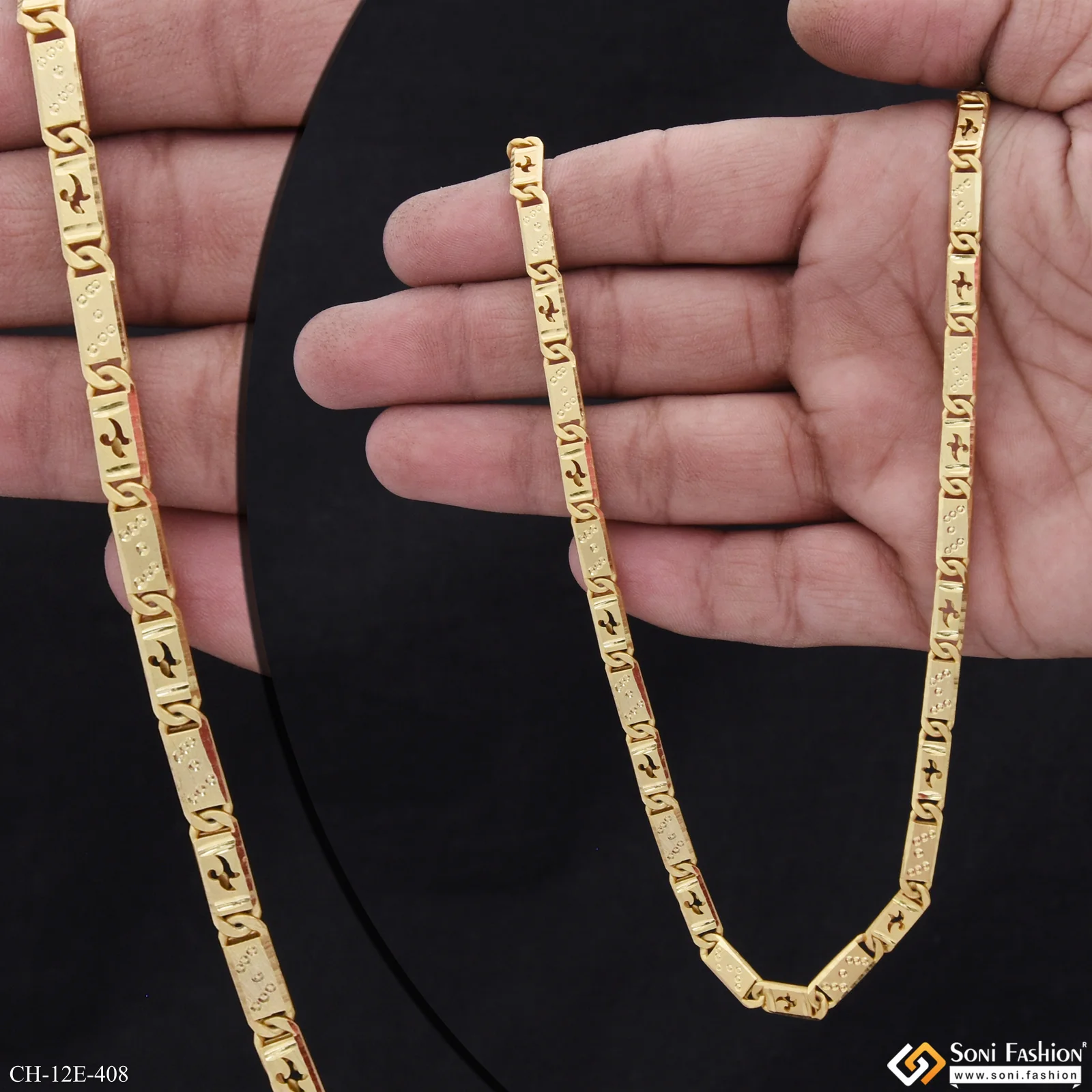 Finely Detailed Design Gold Plated Nawabi Chain for Men - Style E408 - Image 2