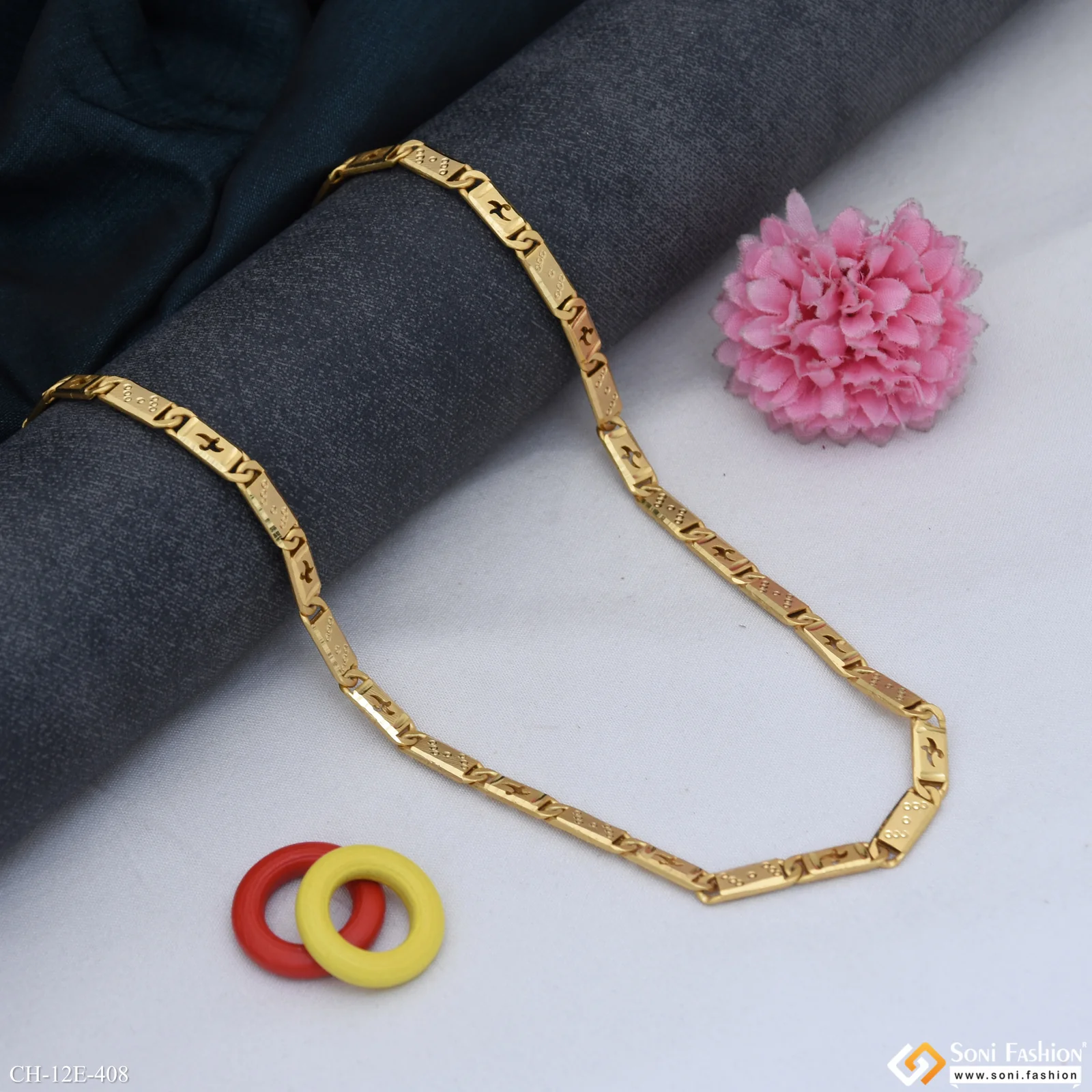 Finely Detailed Design Gold Plated Nawabi Chain for Men - Style E408 - Image 3