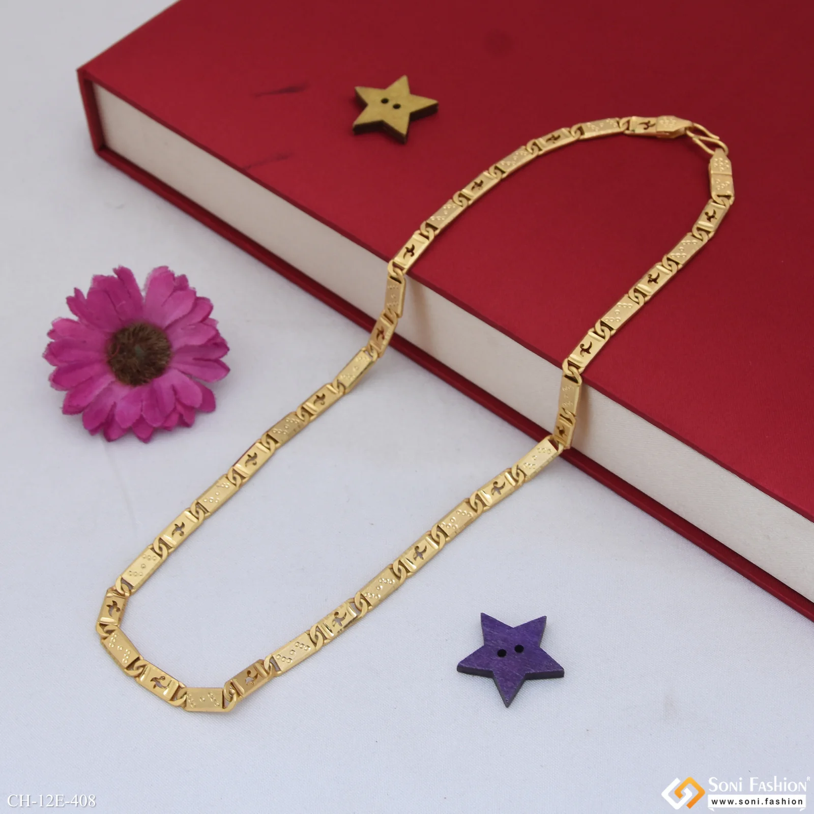 Finely Detailed Design Gold Plated Nawabi Chain for Men - Style E408 - Image 4