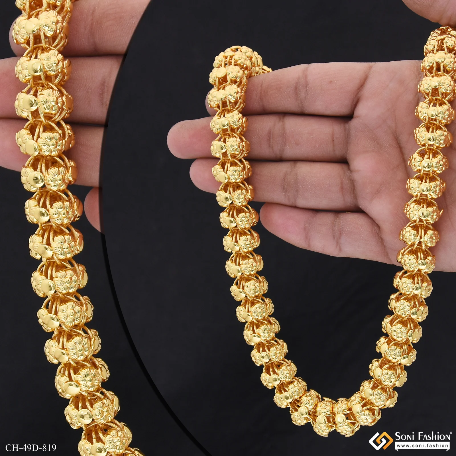 Finely Detailed Design Gold Plated Rajwadi Chain for Men - Style D819 - Image 2