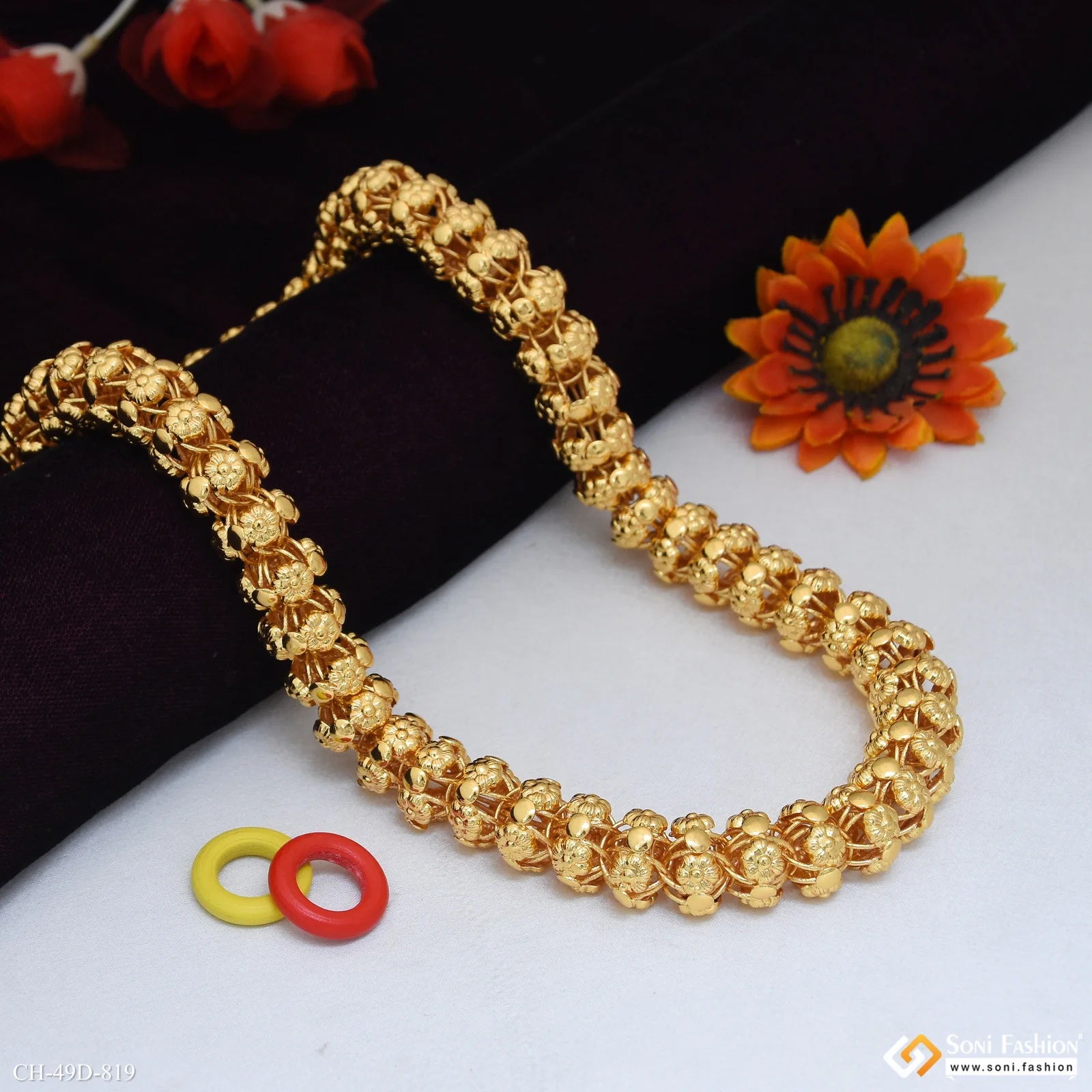 Finely Detailed Design Gold Plated Rajwadi Chain for Men - Style D819 - Image 3