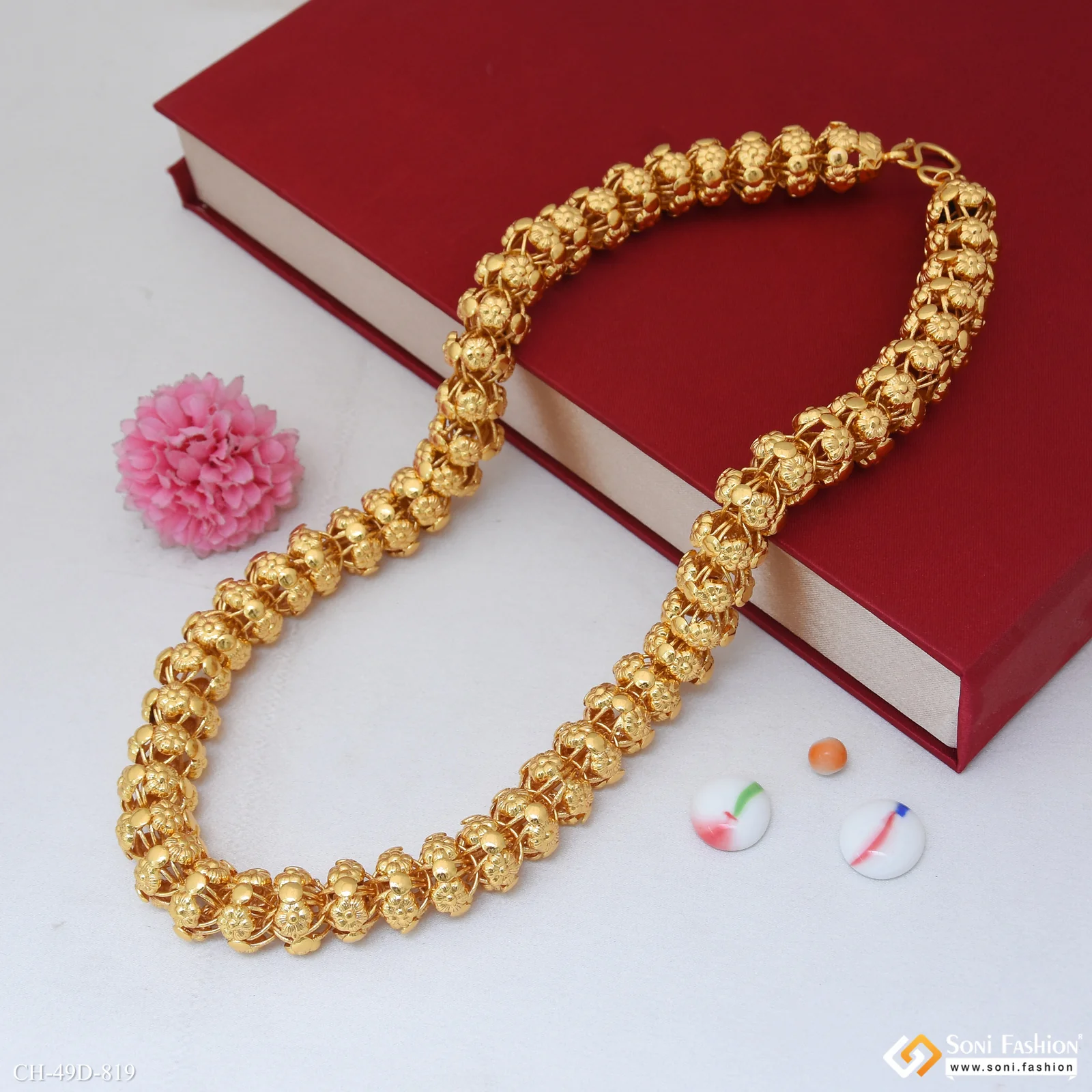 Finely Detailed Design Gold Plated Rajwadi Chain for Men - Style D819 - Image 5