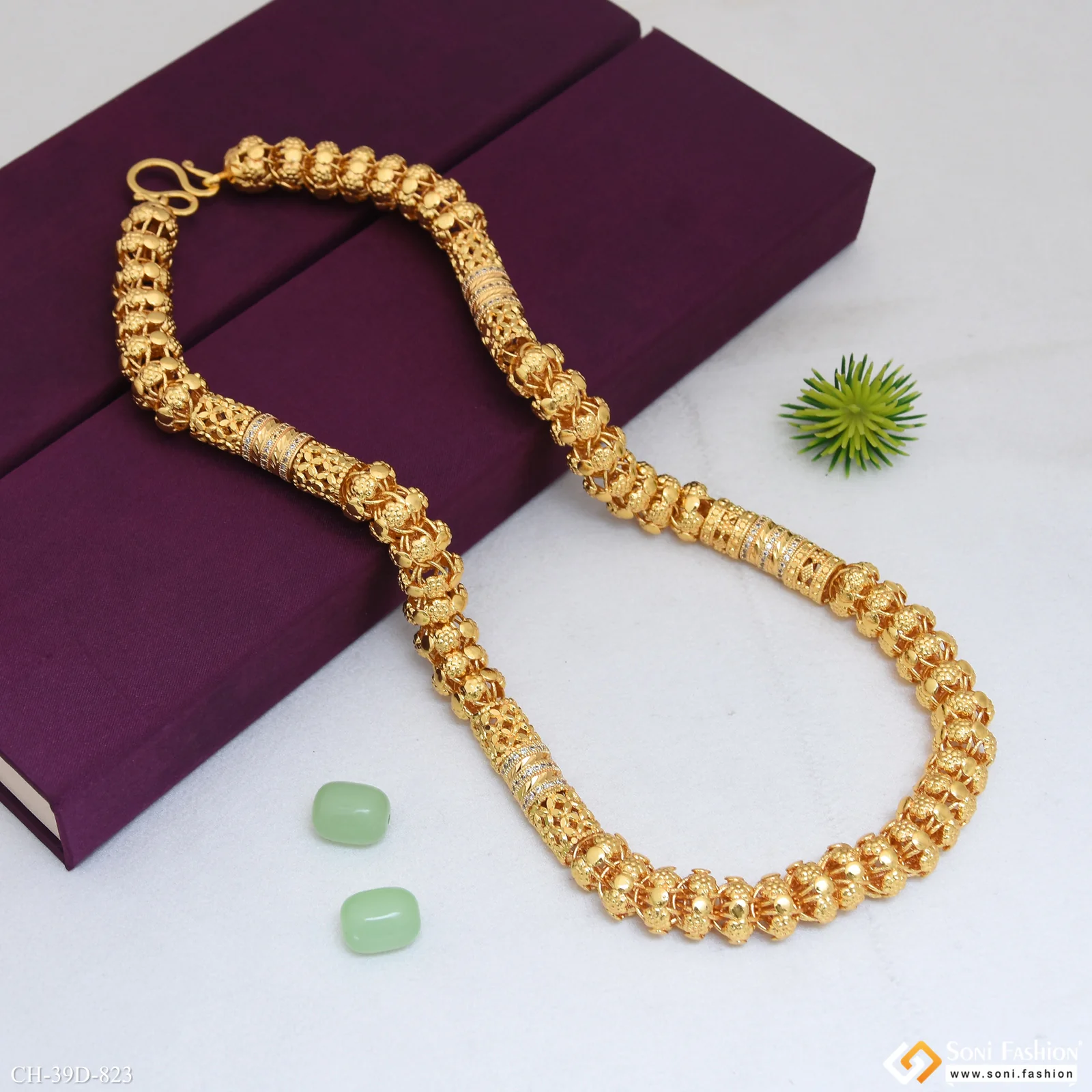 Finely Detailed Design Gold Plated Rajwadi Chain for Men - Style D823 - Image 4