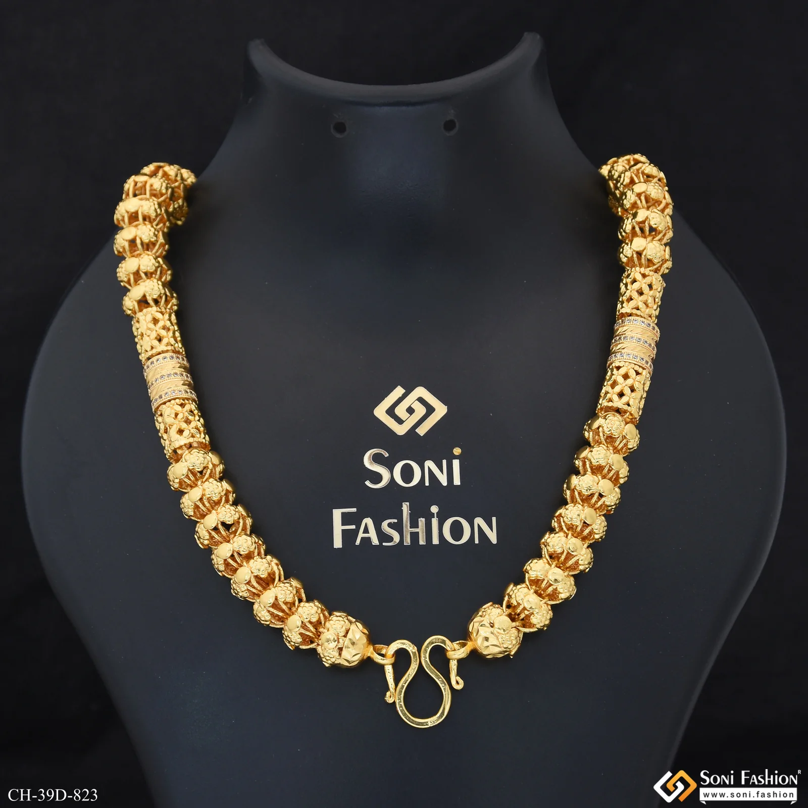 Finely Detailed Design Gold Plated Rajwadi Chain for Men - Style D823 - Image 6