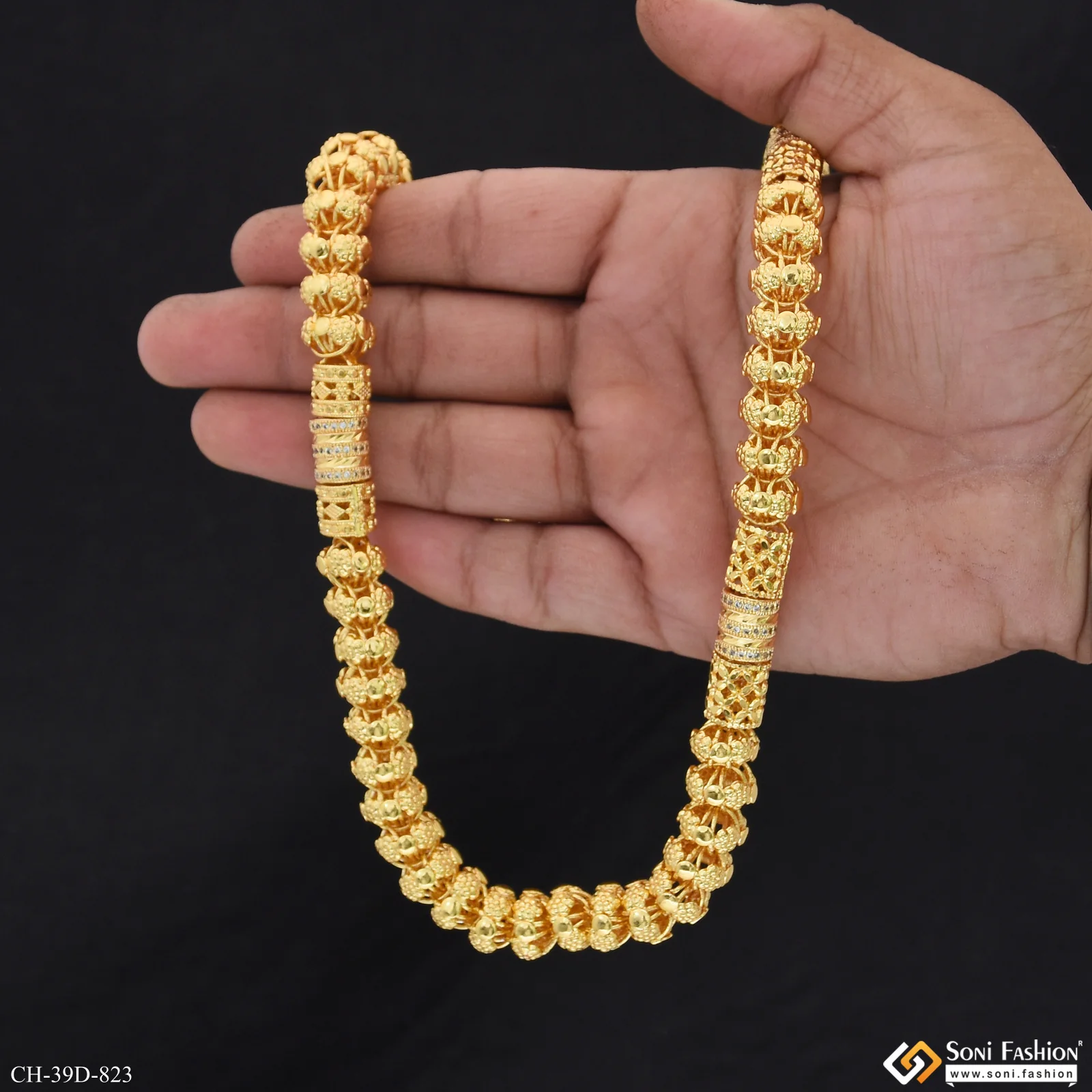 Finely Detailed Design Gold Plated Rajwadi Chain for Men - Style D823 - Image 7