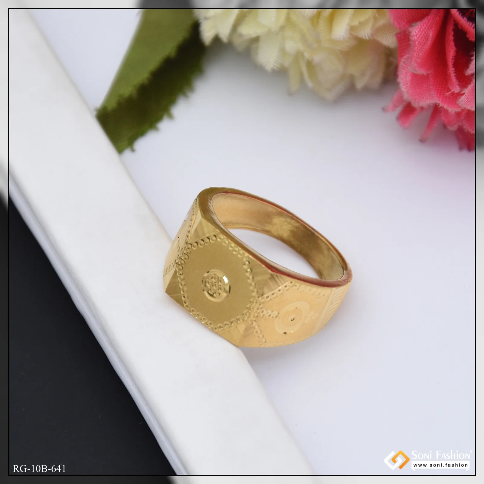 Finely Detailed Design Gold Plated Ring for Men - Style B641 - Image 4