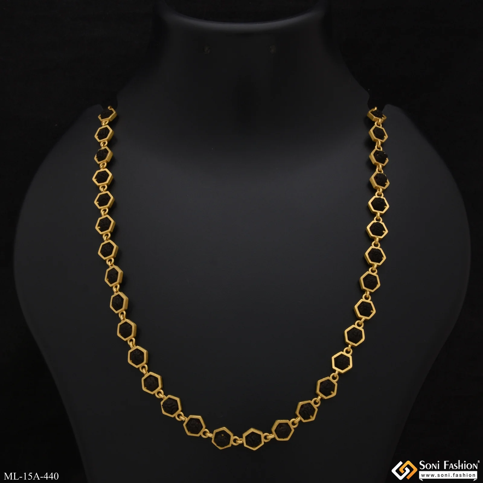 Finely Detailed Design Gold Plated Rudraksha Mala for Men - Style A440