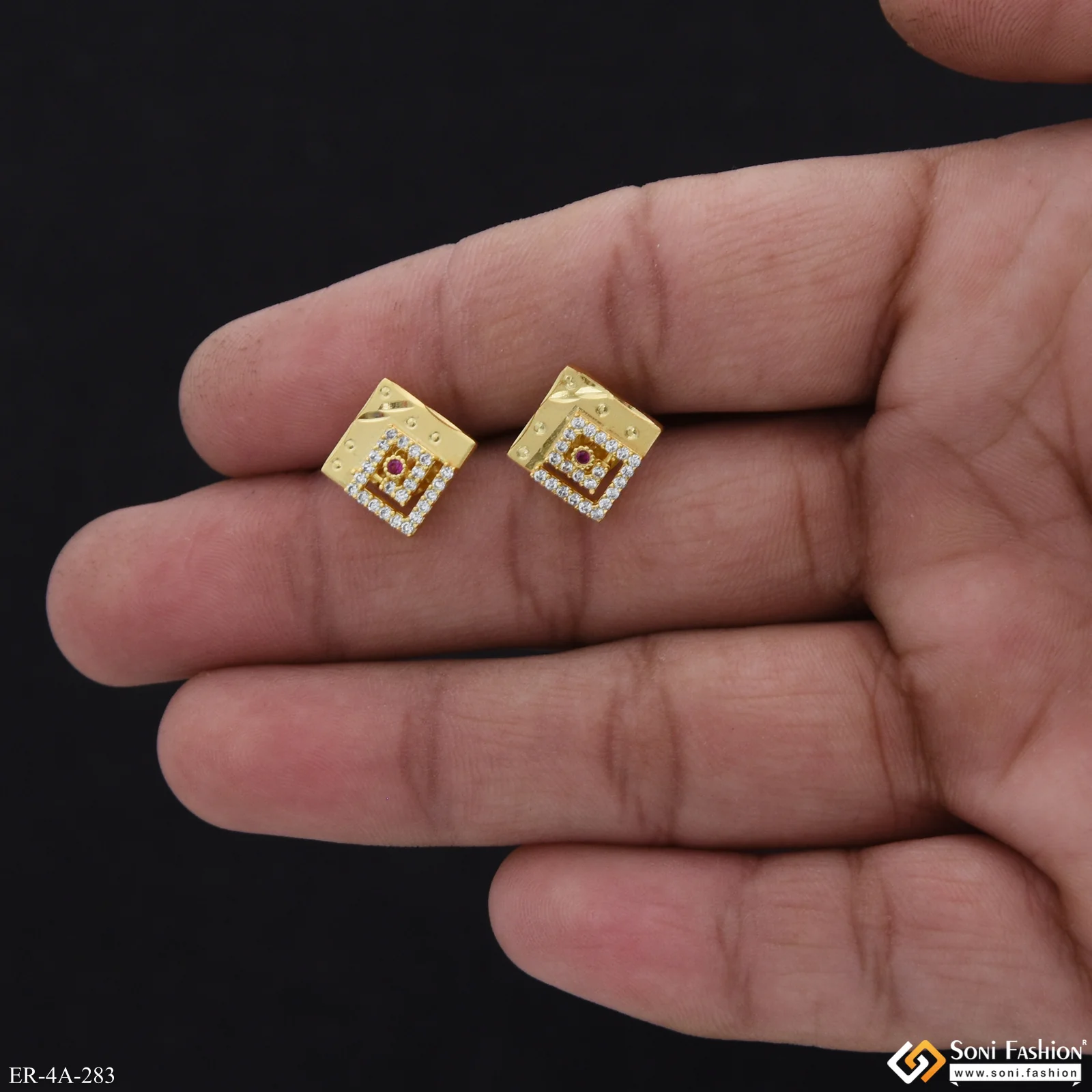 Finely Detailed Gold Plated Earrings for Ladies - Style A283 - Image 3