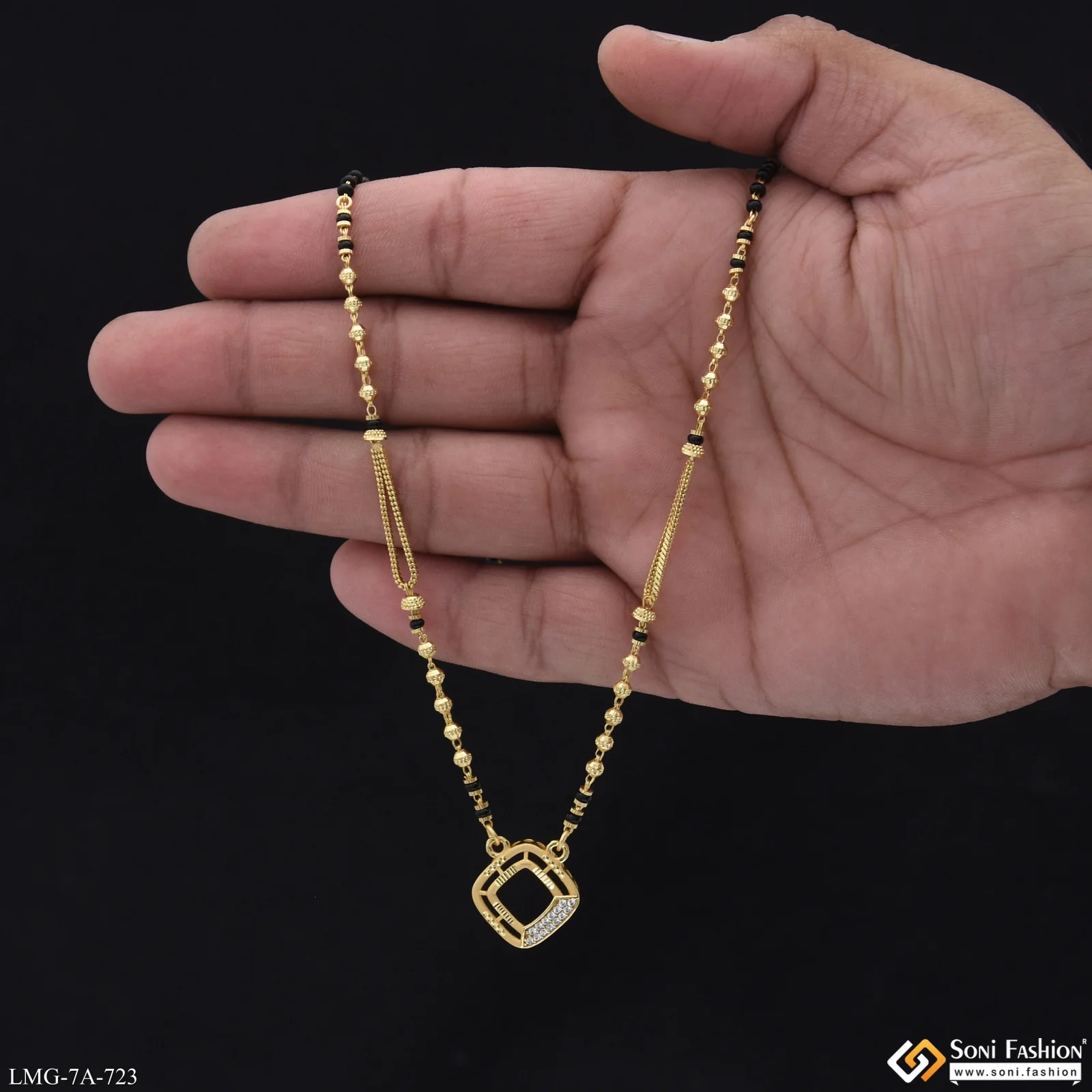 Finely Detailed Gold Plated Mangalsutra for Women - Style A723 - Image 2