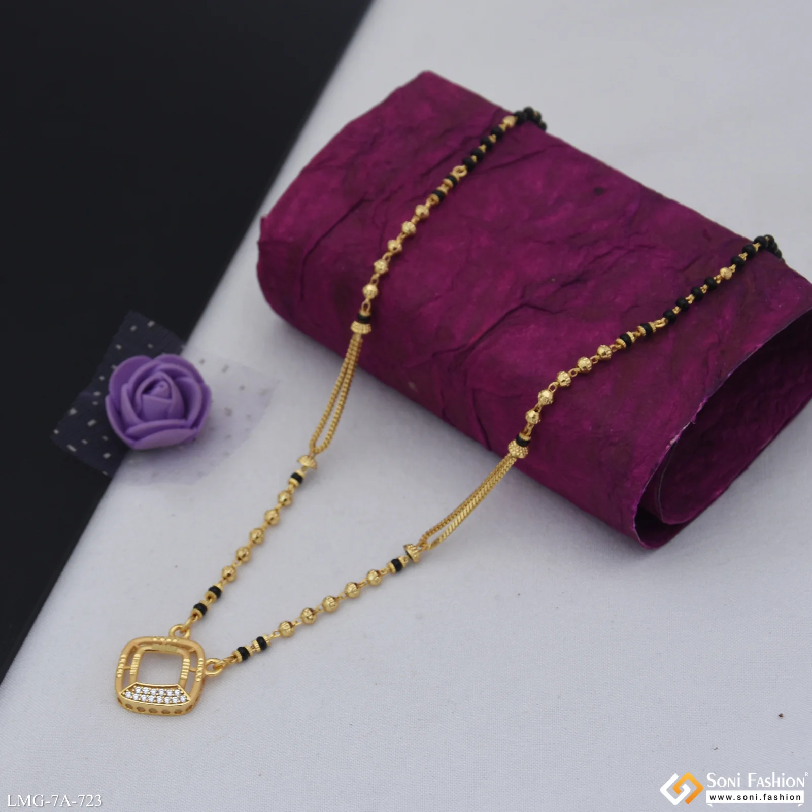 Finely Detailed Gold Plated Mangalsutra for Women - Style A723 - Image 5