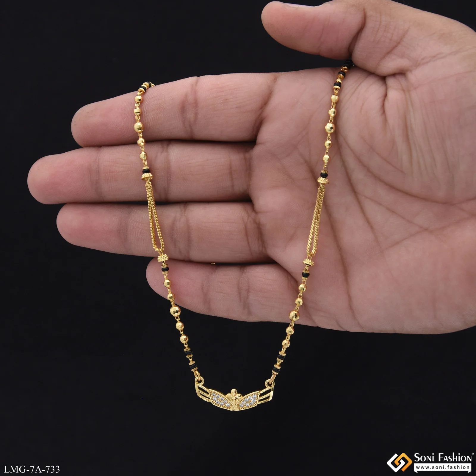 Finely Detailed Gold Plated Mangalsutra for Women - Style A733 - Image 2