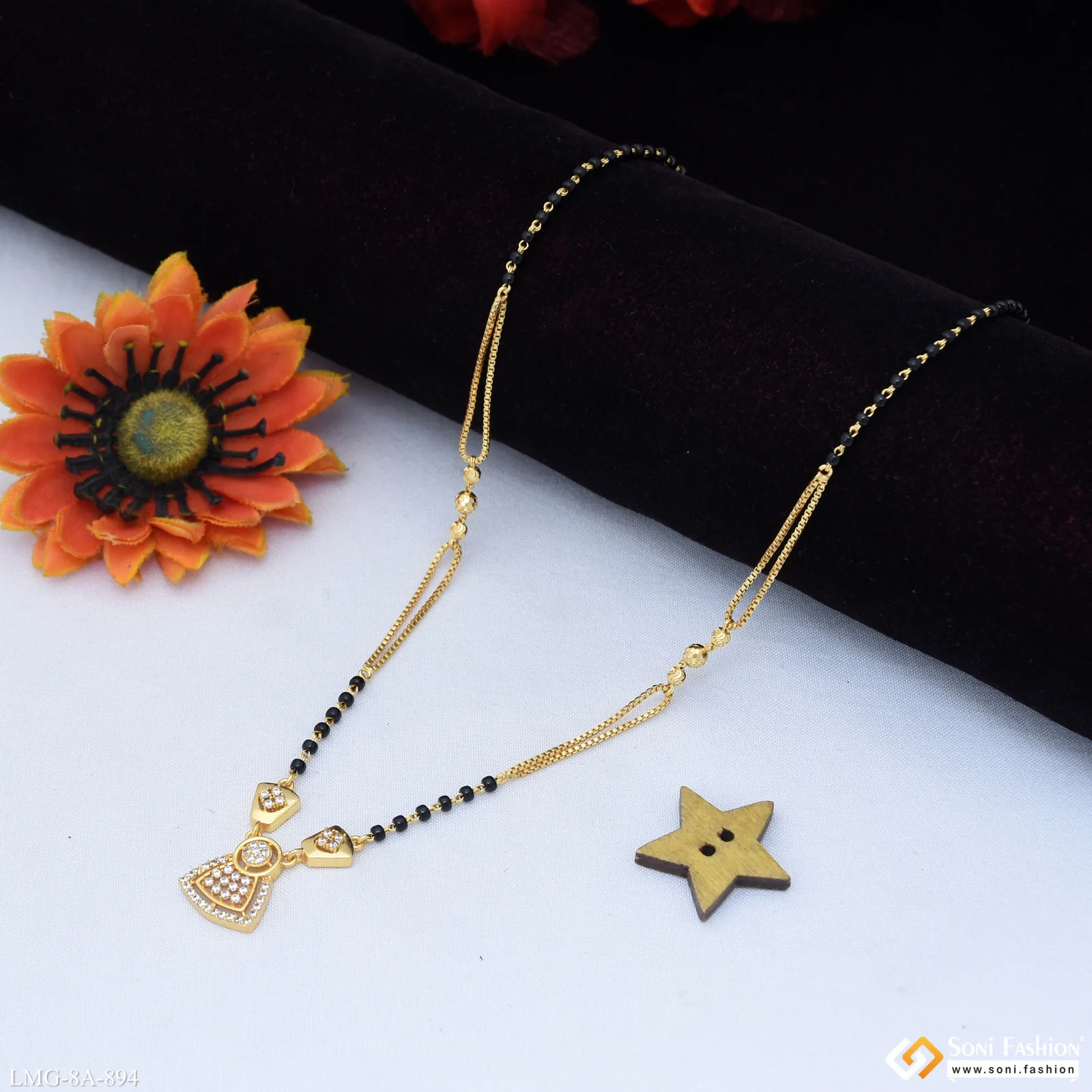 Finely Detailed Gold Plated Mangalsutra for Women - Style A894 - Image 3
