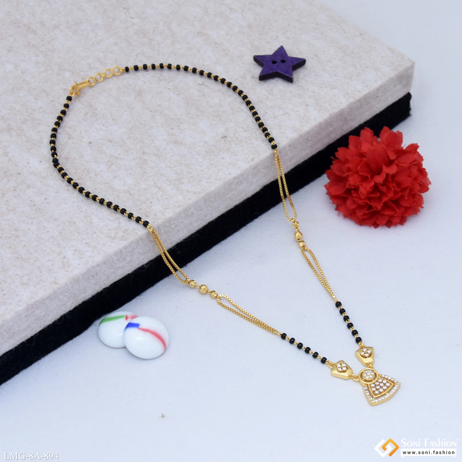 Finely Detailed Gold Plated Mangalsutra for Women - Style A894 - Image 4
