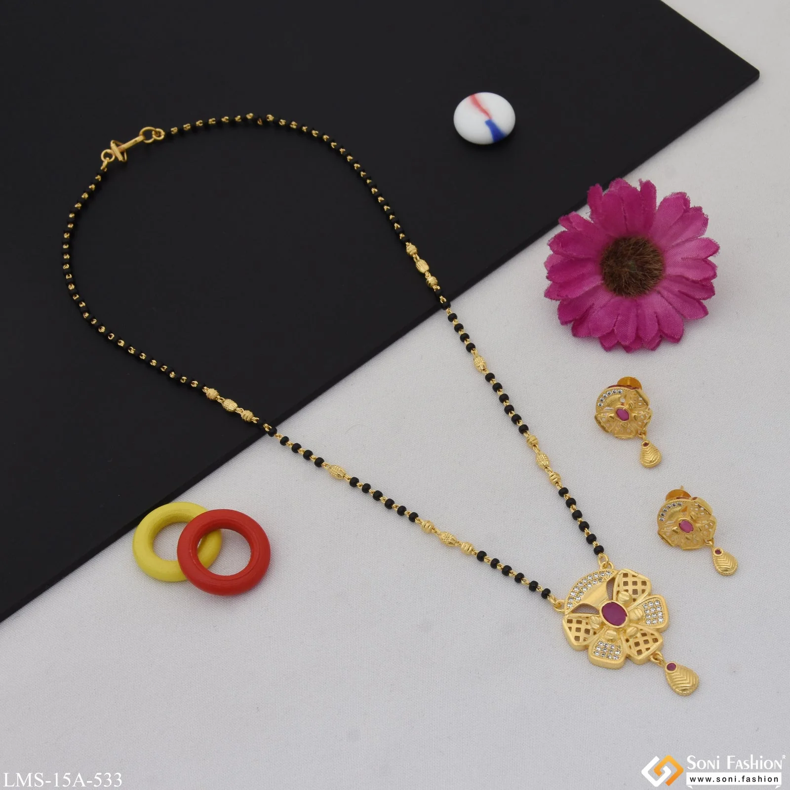 Finely Detailed Gold Plated Mangalsutra Set for Women - Style A533 - Image 4